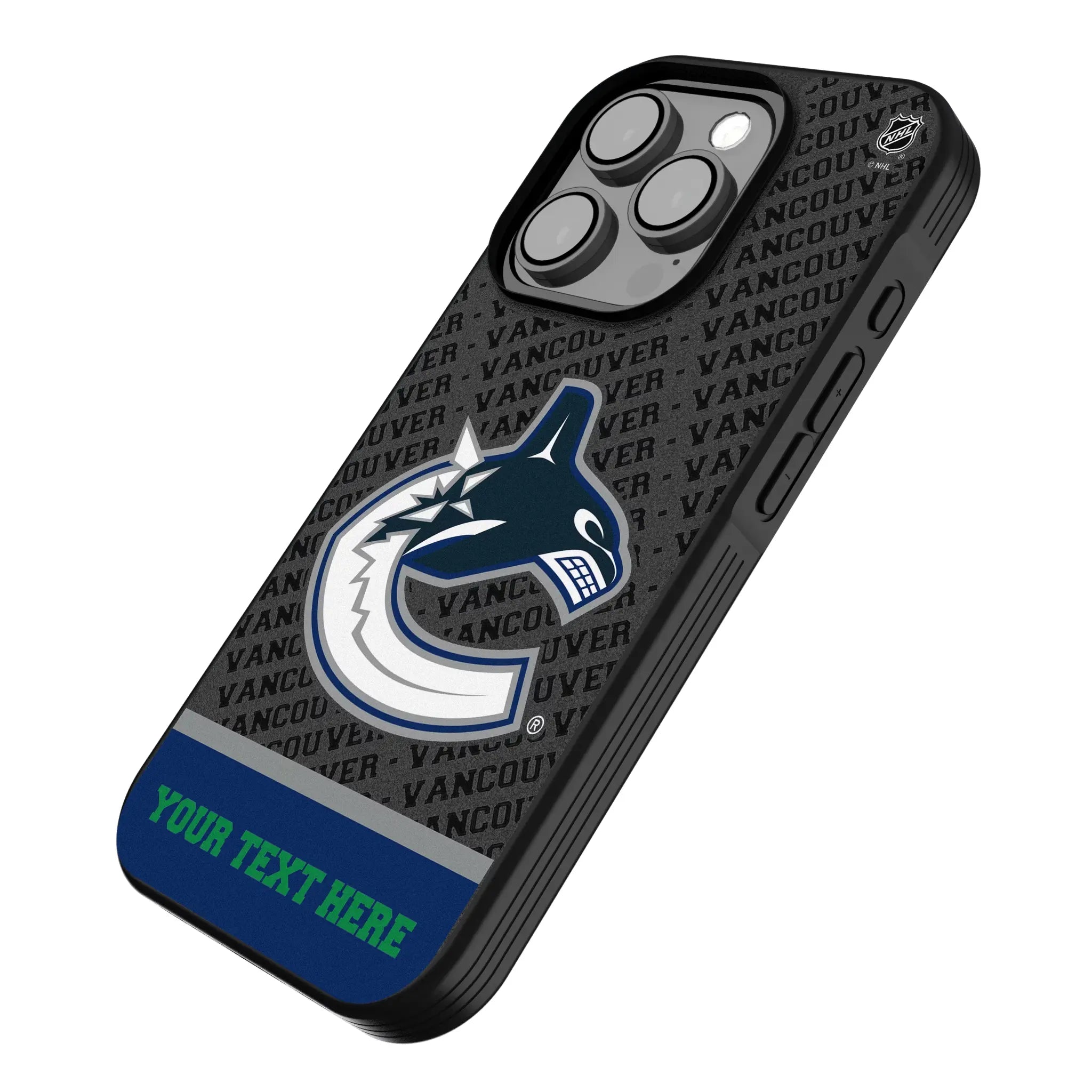 Vancouver Canucks Personalized EndZone Plus iPhone Bump Phone Case for Apple iPhone - Isometric View