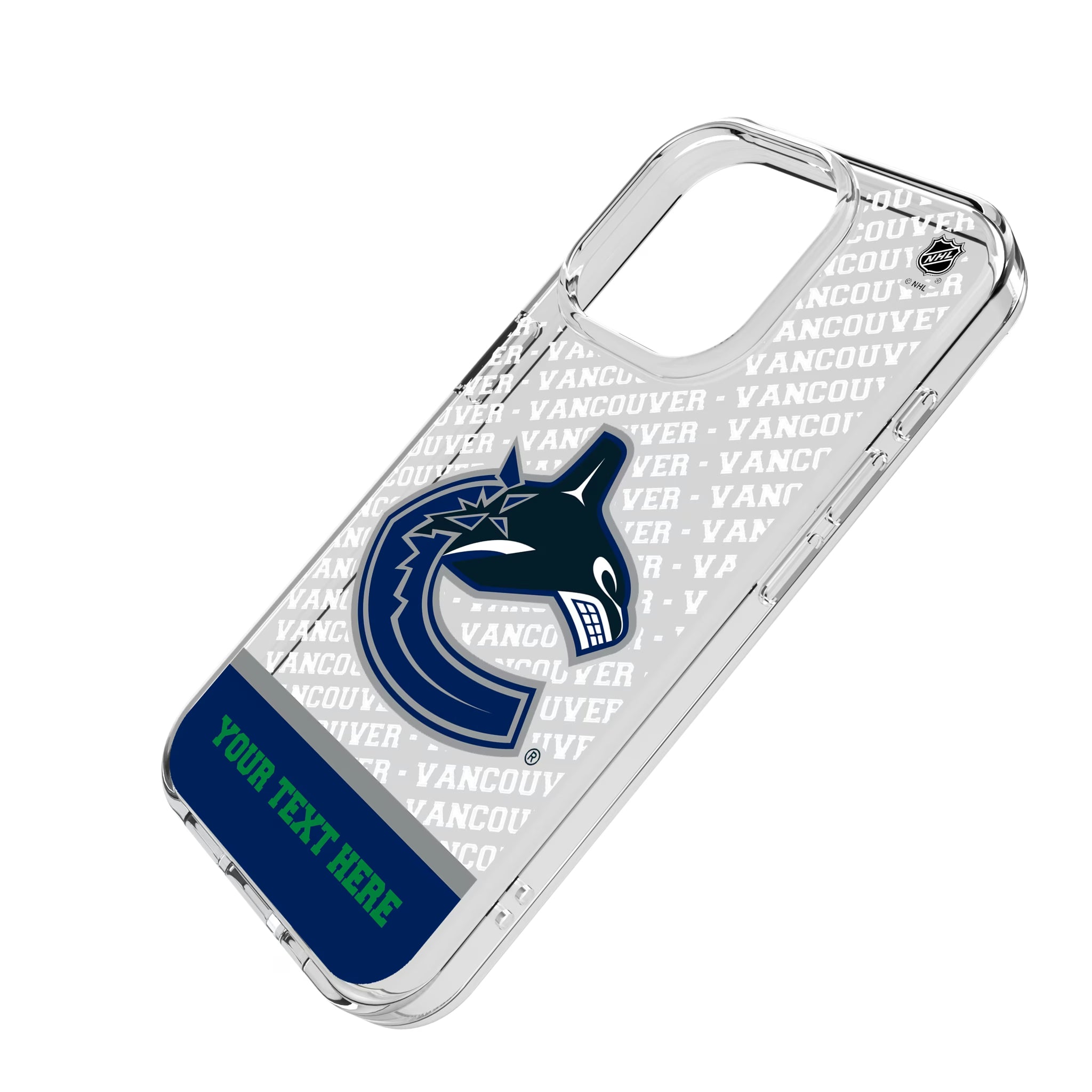 Vancouver Canucks Personalized EndZone Plus iPhone Clear Phone Case for Apple iPhone - Isometric View