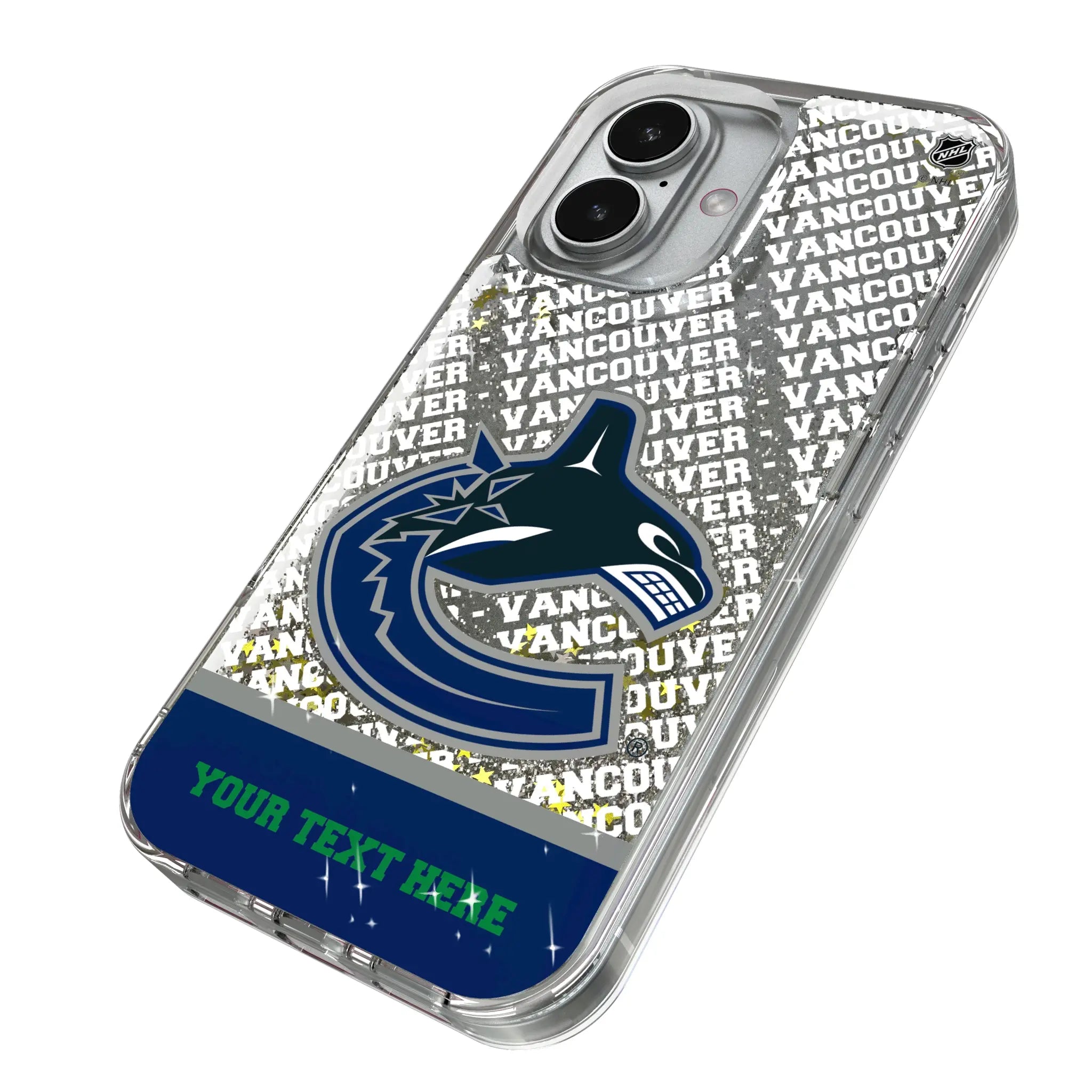 Vancouver Canucks Personalized EndZone Plus iPhone Glitter Phone Case for Apple iPhone - Isometric View