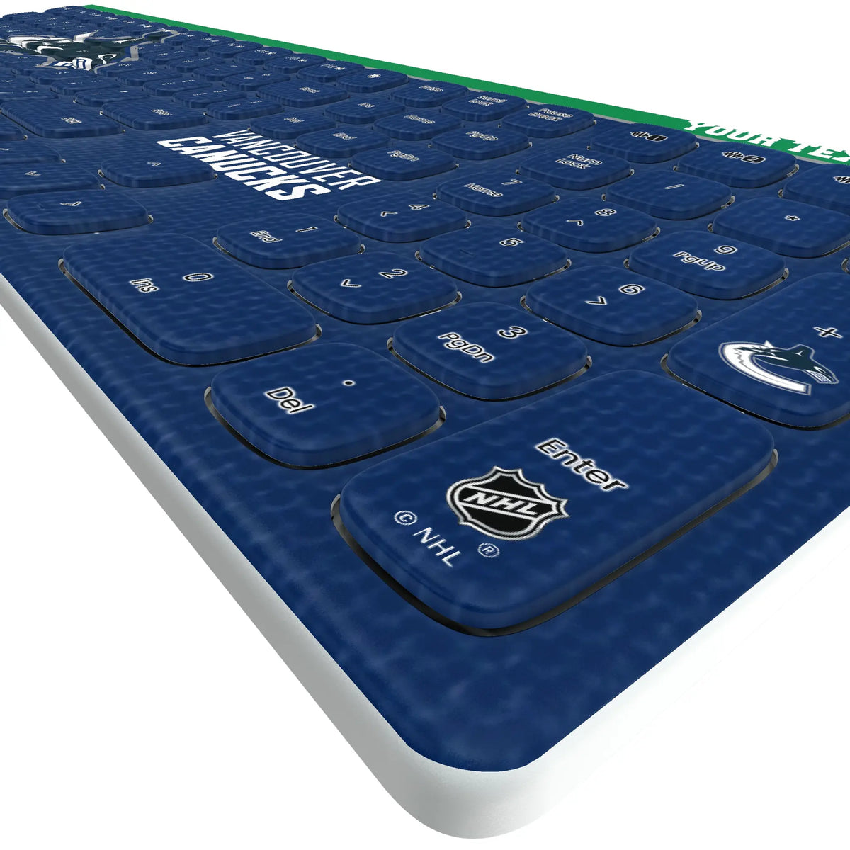 Vancouver Canucks Personalized Endzone Solid KKB605 Curved Wireless Keyboard - Detail