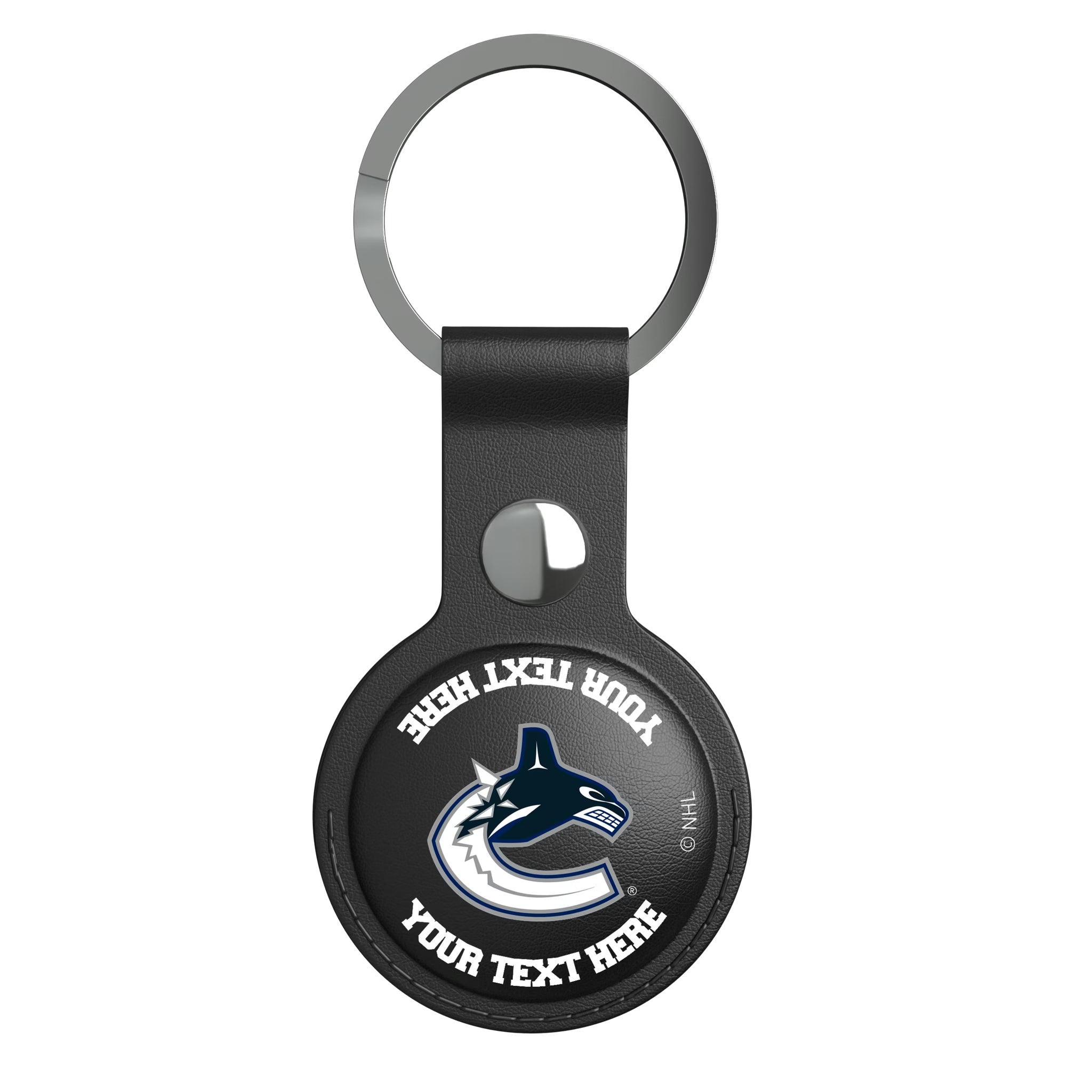 Vancouver Canucks Personalized Insignia AirTag Black Airtag Holder
