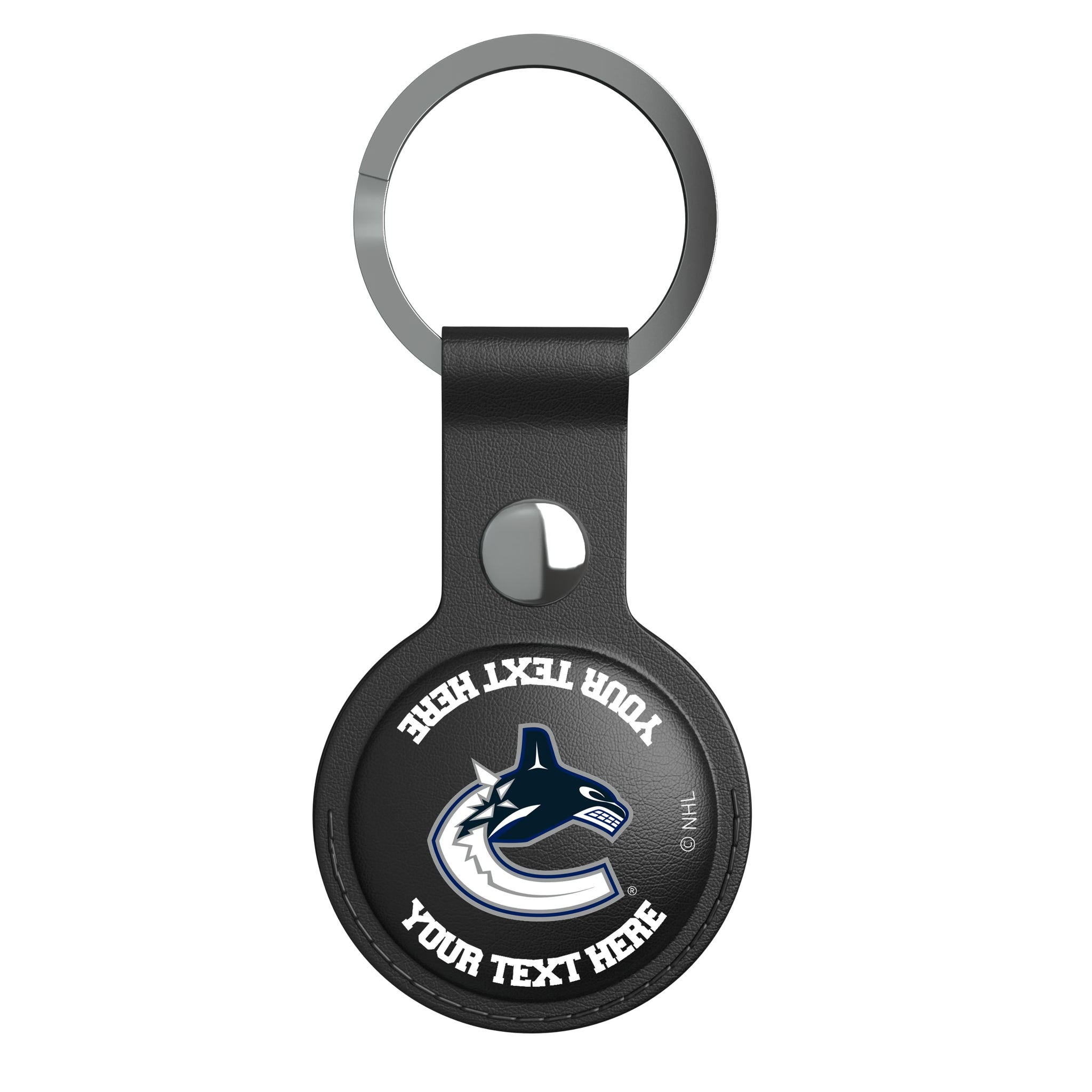 Vancouver Canucks Personalized Insignia AirTag Black Airtag Holder