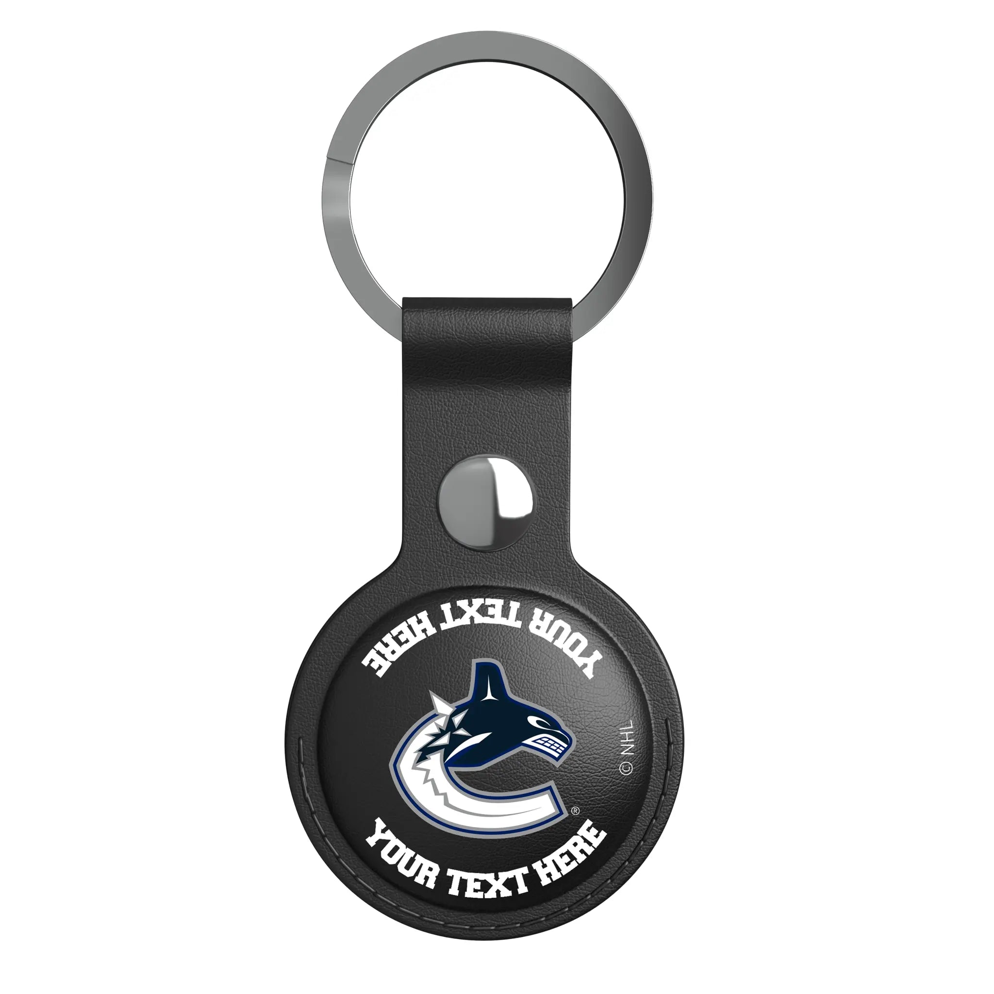 Vancouver Canucks Personalized Insignia AirTag Black Airtag Holder