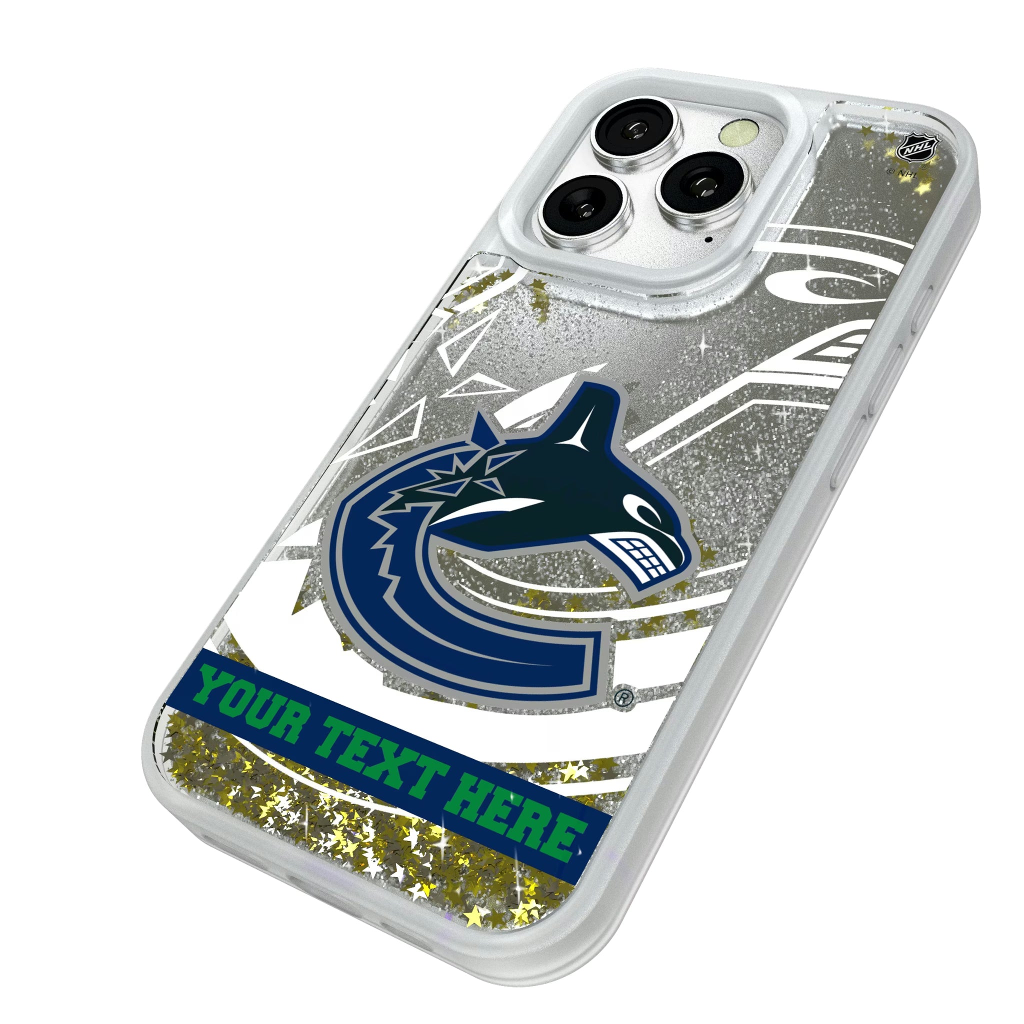 Vancouver Canucks Personalized Tilt iPhone Glitter Phone Case for Apple iPhone - Isometric View#Device_iPhone 16 Pro