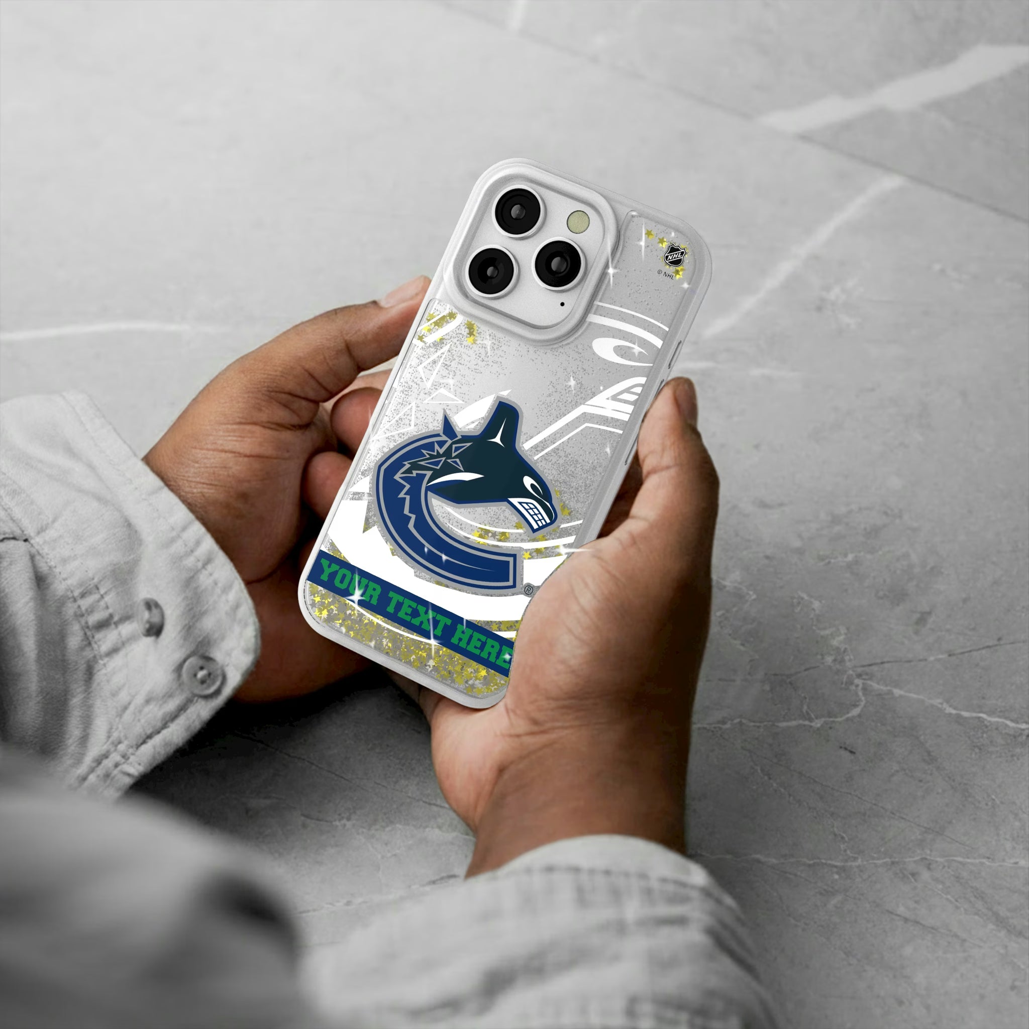 Vancouver Canucks Personalized Tilt iPhone Glitter Phone Case for Apple iPhone - Lifestyle#Device_iPhone 16 Pro