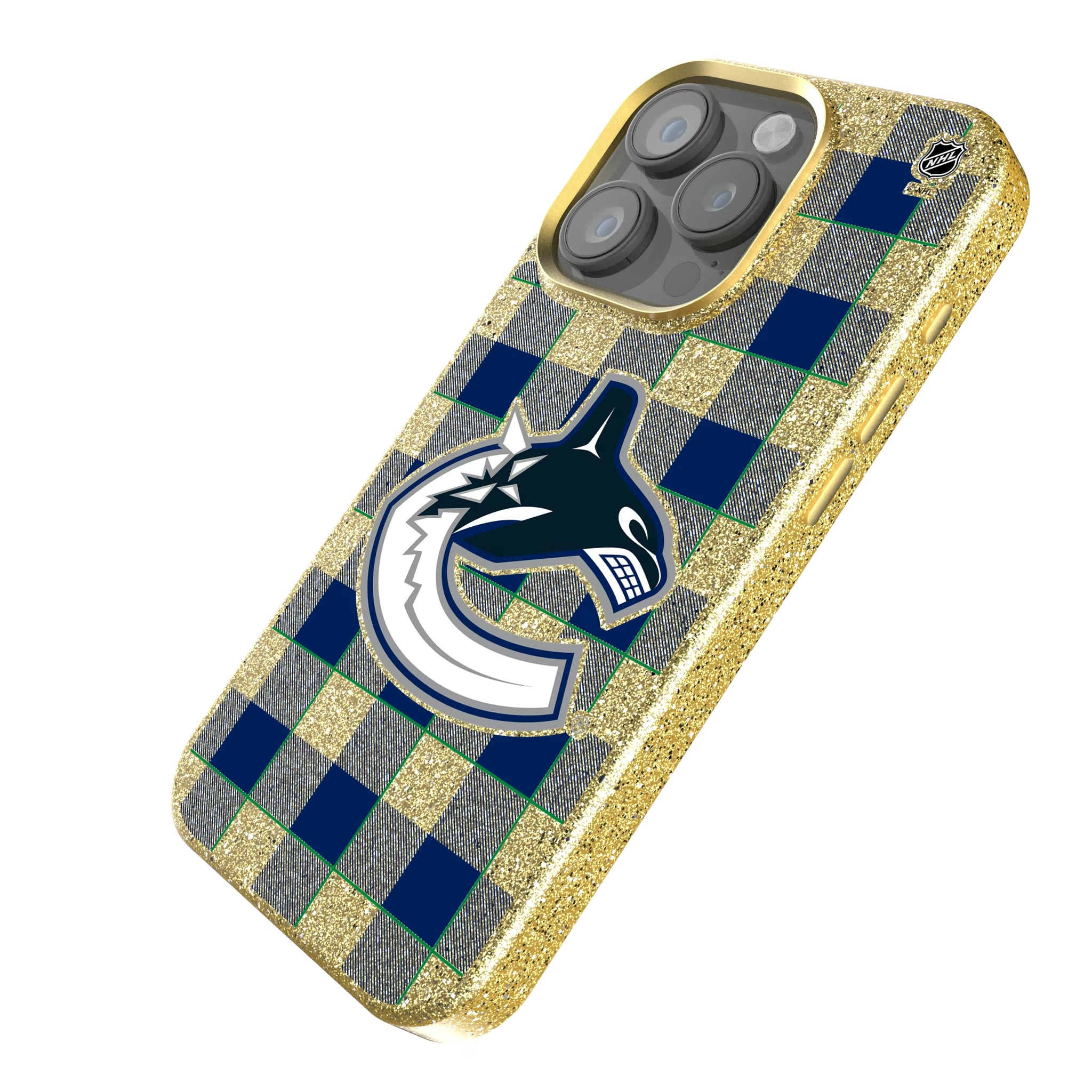 Vancouver Canucks Plaid iPhone Bling Phone Case for Apple iPhone - Isometric View