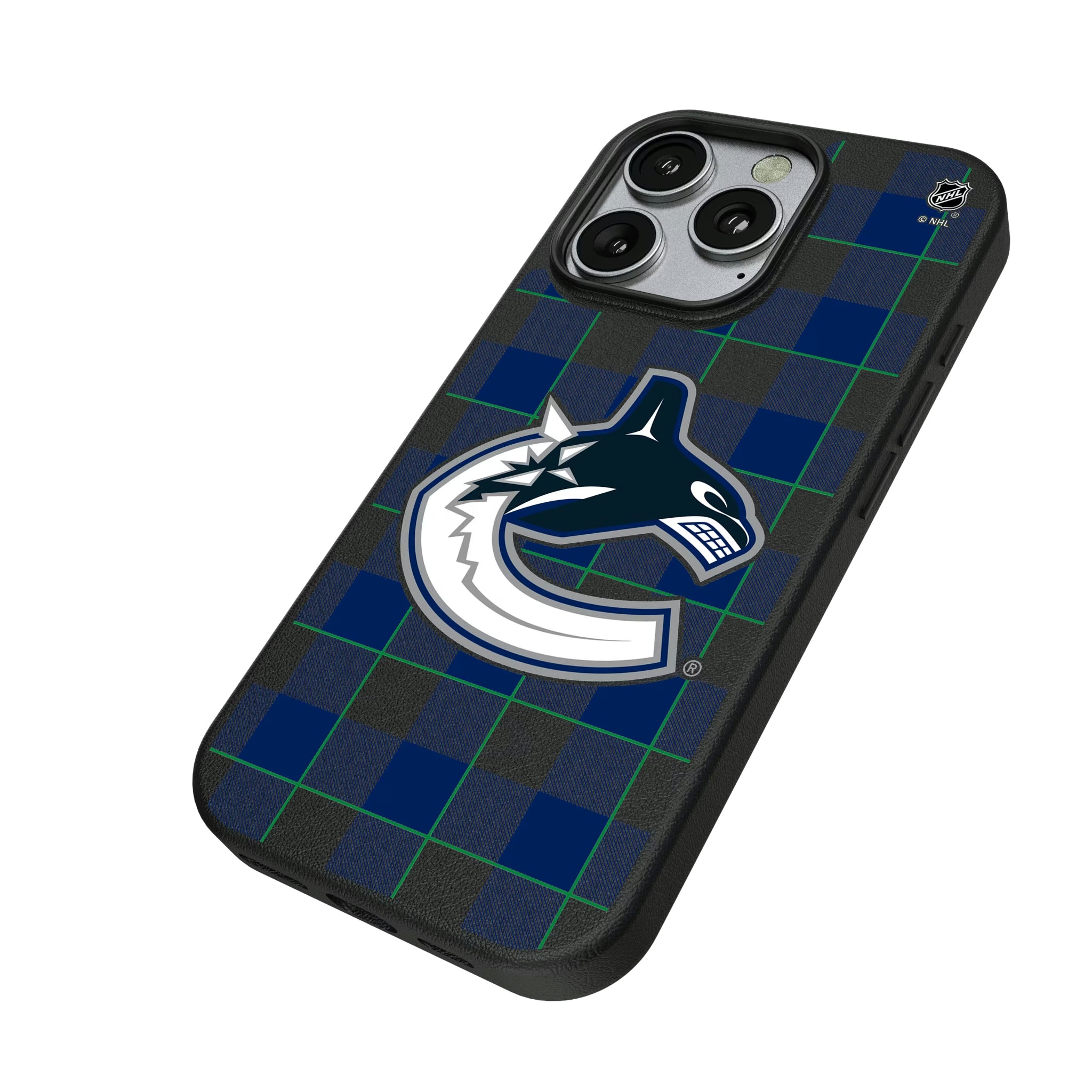 Vancouver Canucks Plaid iPhone MagSafe Compatible Phone Case for Apple iPhone - Isometric View