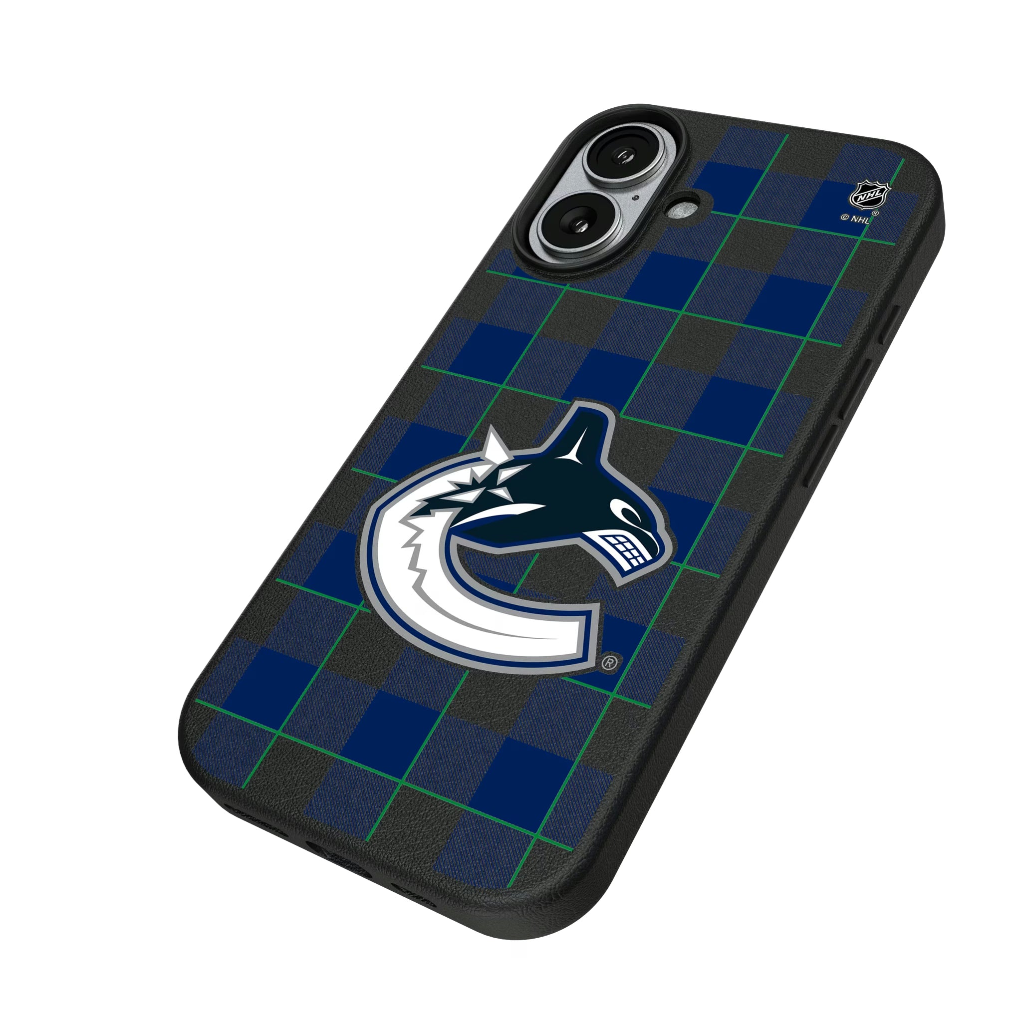 Vancouver Canucks Plaid iPhone MagSafe Compatible Phone Case for Apple iPhone - Isometric View#Device_iPhone 17