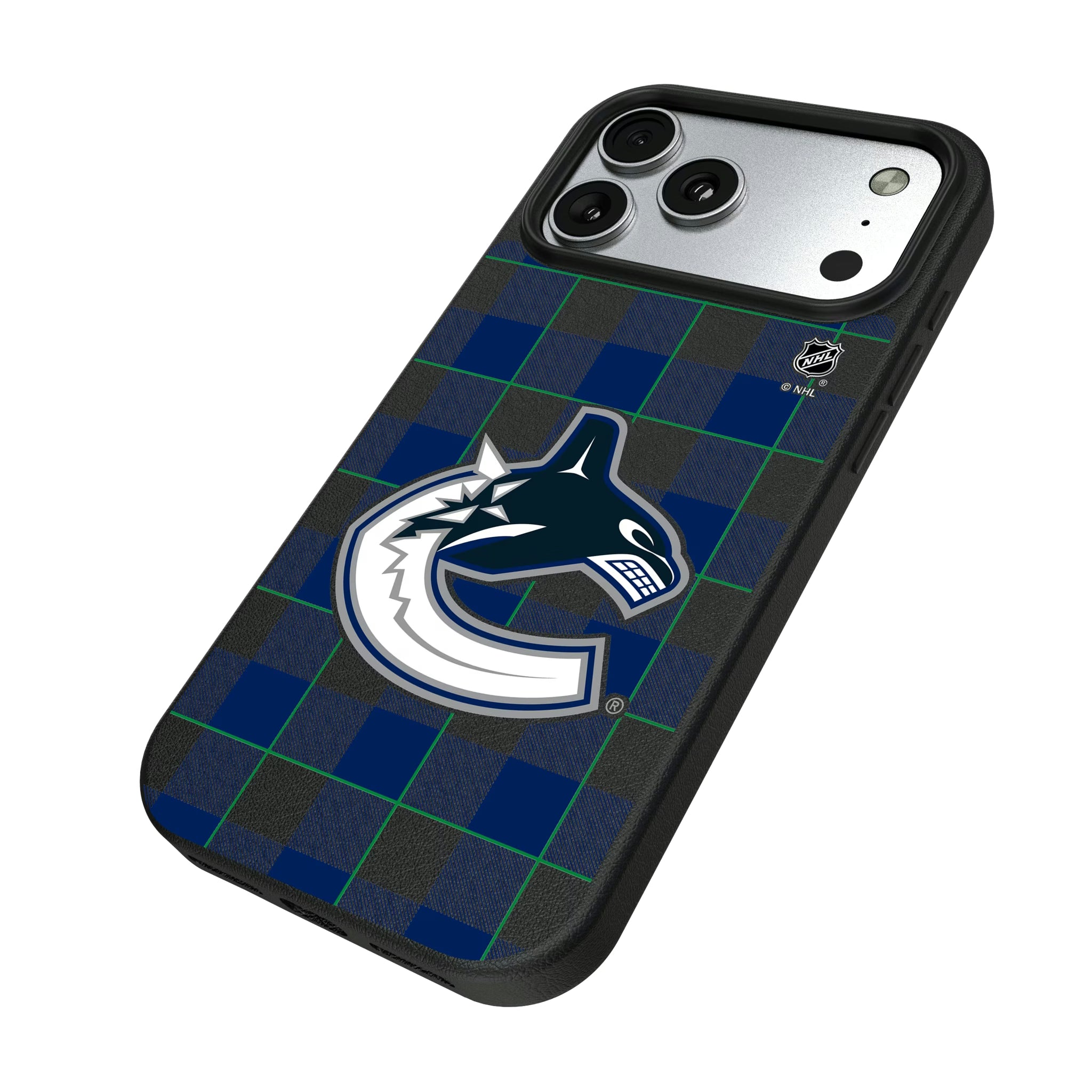 Vancouver Canucks Plaid iPhone MagSafe Compatible Phone Case for Apple iPhone - Isometric View#Device_iPhone 17 Pro Max