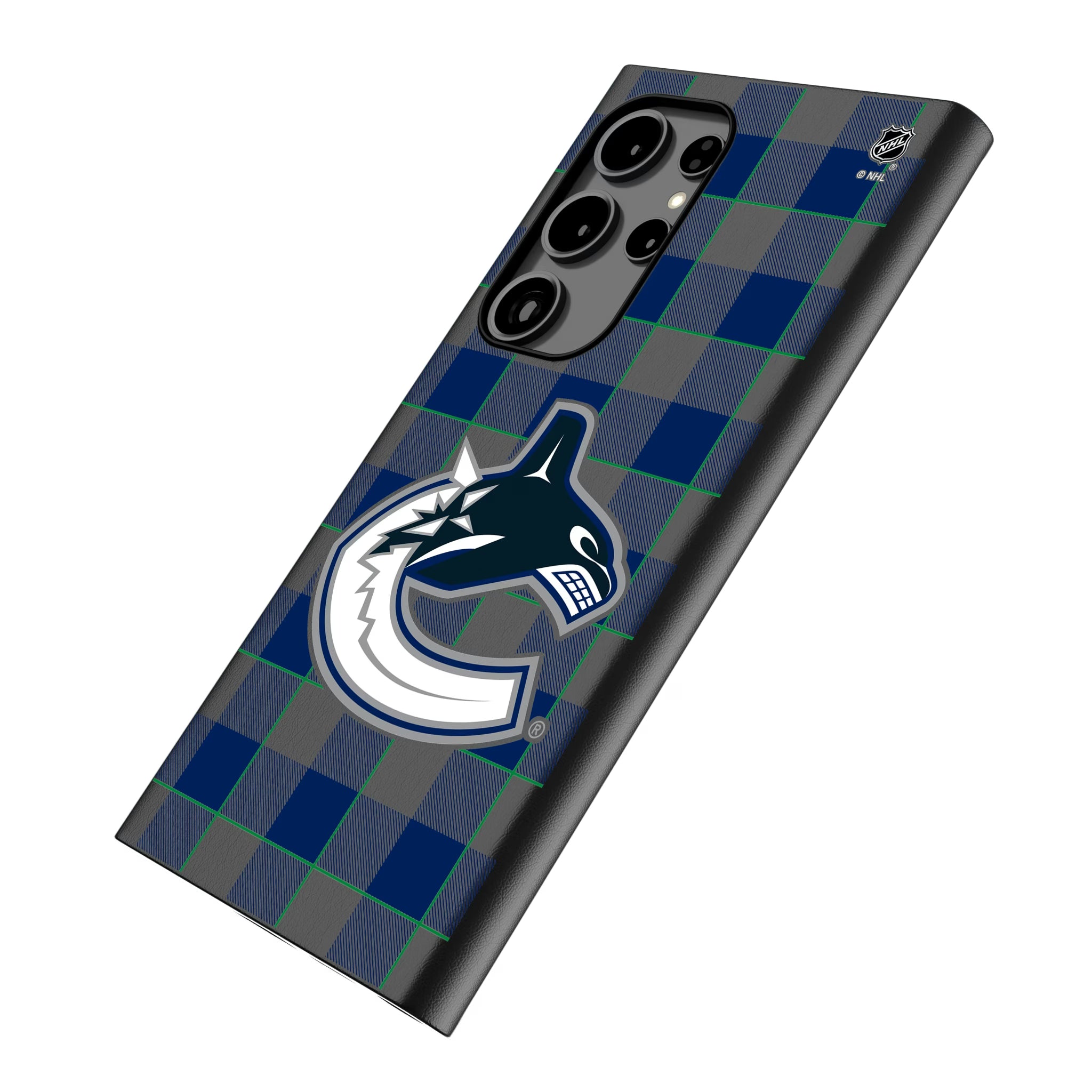 Vancouver Canucks Plaid Galaxy MagSafe Compatible Phone Case for Samsung Galaxy - Isometric View