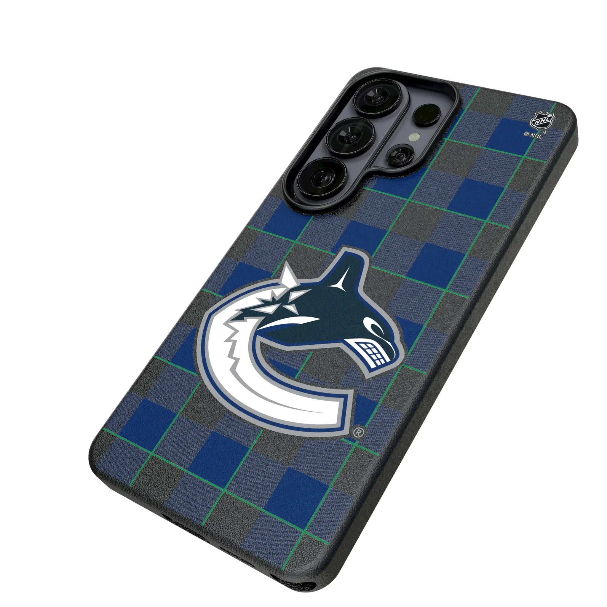 Vancouver Canucks Plaid Galaxy MagSafe Compatible Phone Case for Samsung Galaxy - Isometric View#Device_Galaxy S26 Ultra