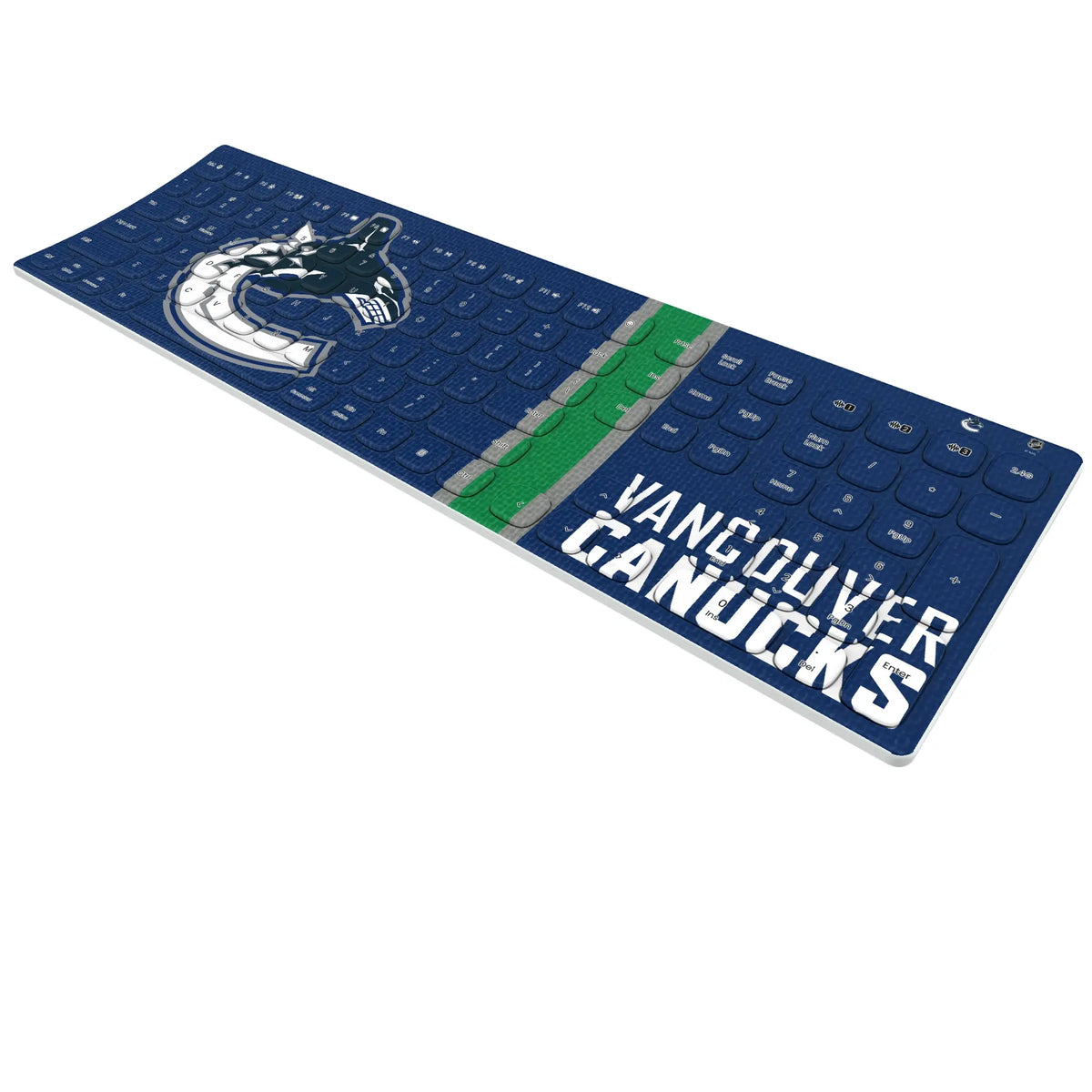 Vancouver Canucks Stripe KKB605 Curved Wireless Keyboard - Isometric View