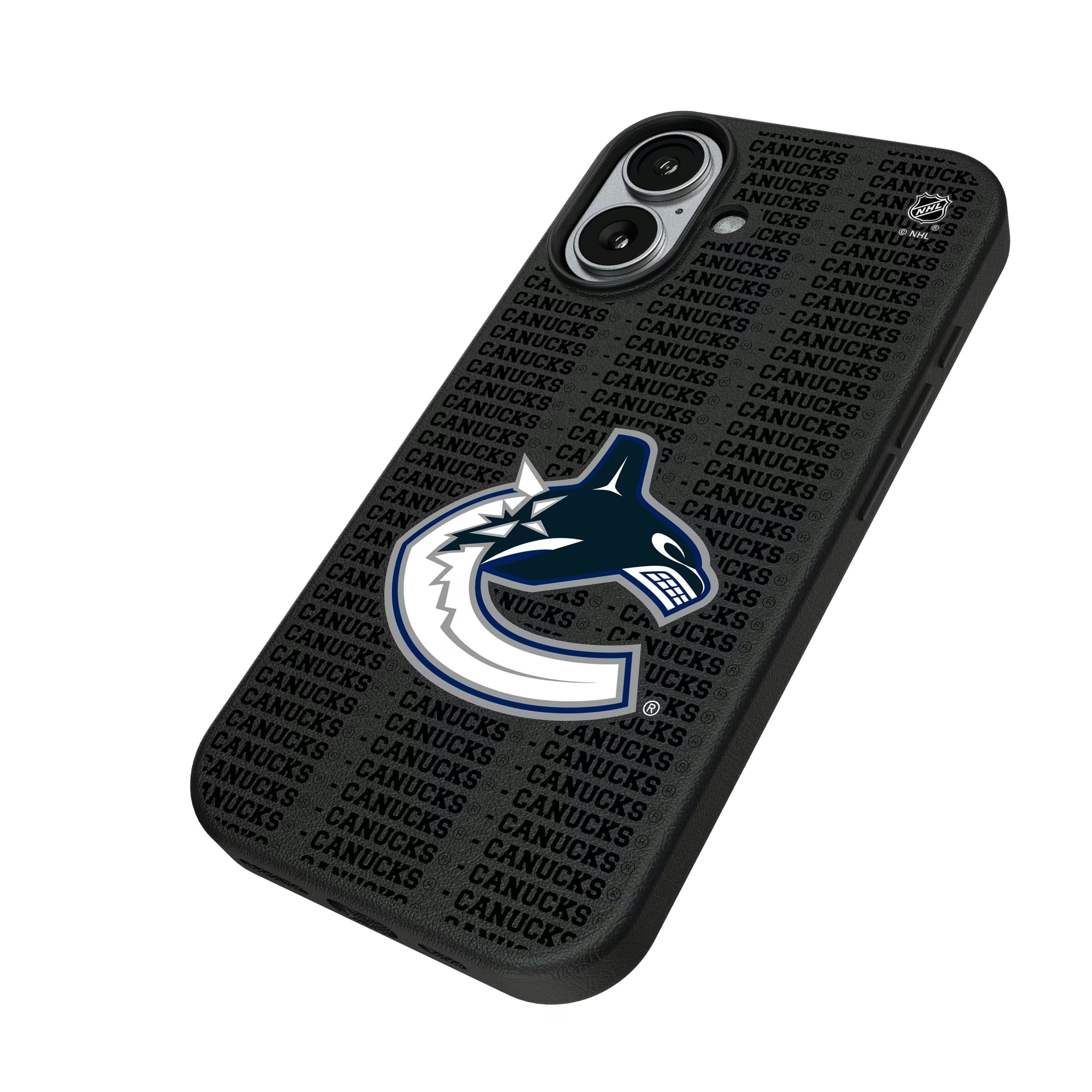 Vancouver Canucks Text Backdrop iPhone MagSafe Compatible Phone Case for Apple iPhone - Isometric View#Device_iPhone 17