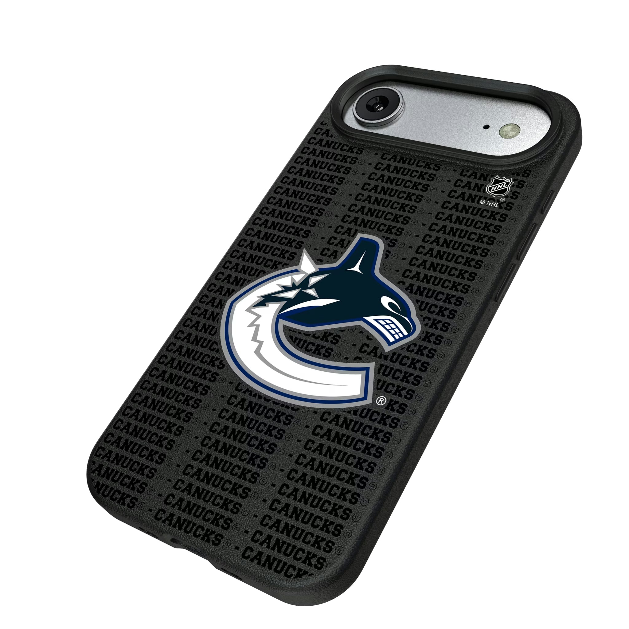 Vancouver Canucks Text Backdrop iPhone MagSafe Compatible Phone Case for Apple iPhone - Isometric View#Device_iPhone Air