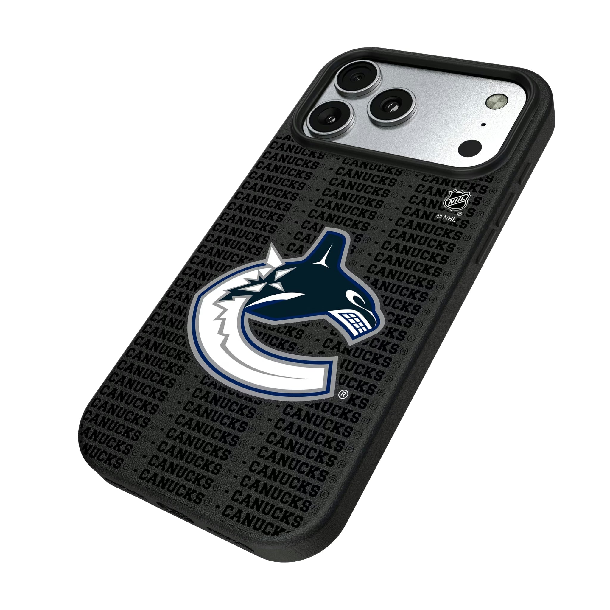 Vancouver Canucks Text Backdrop iPhone MagSafe Compatible Phone Case for Apple iPhone - Isometric View#Device_iPhone 17 Pro Max