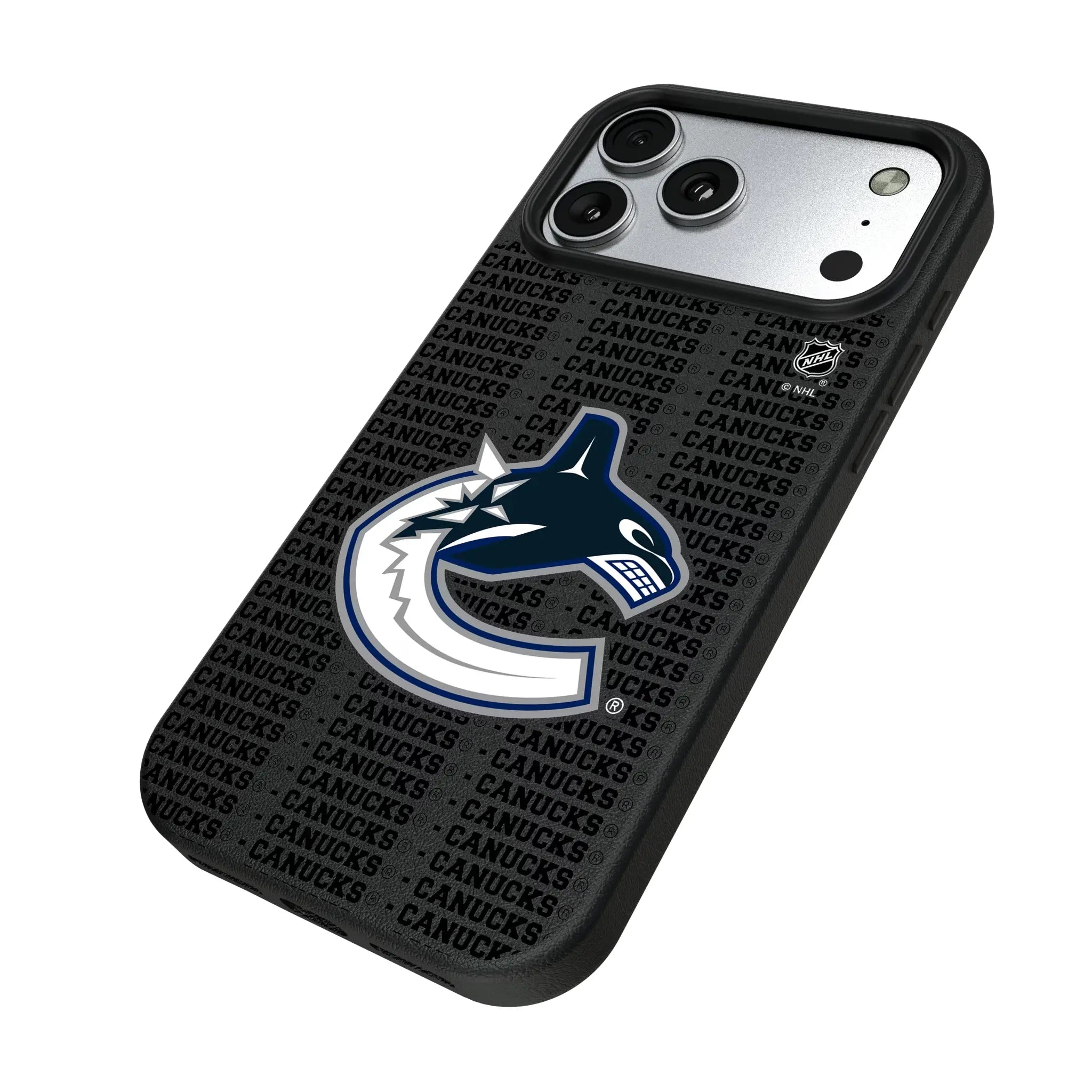 Vancouver Canucks Text Backdrop iPhone MagSafe Compatible Phone Case for Apple iPhone - Isometric View#Device_iPhone 17 Pro Max