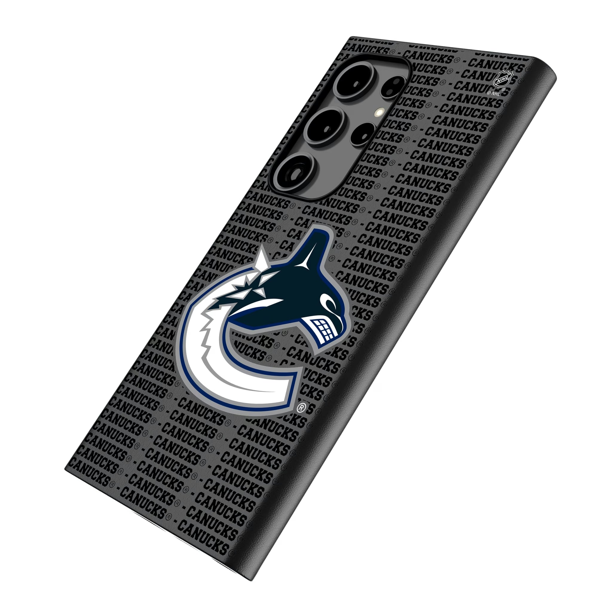 Vancouver Canucks Text Backdrop Galaxy MagSafe Compatible Phone Case for Samsung Galaxy - Isometric View