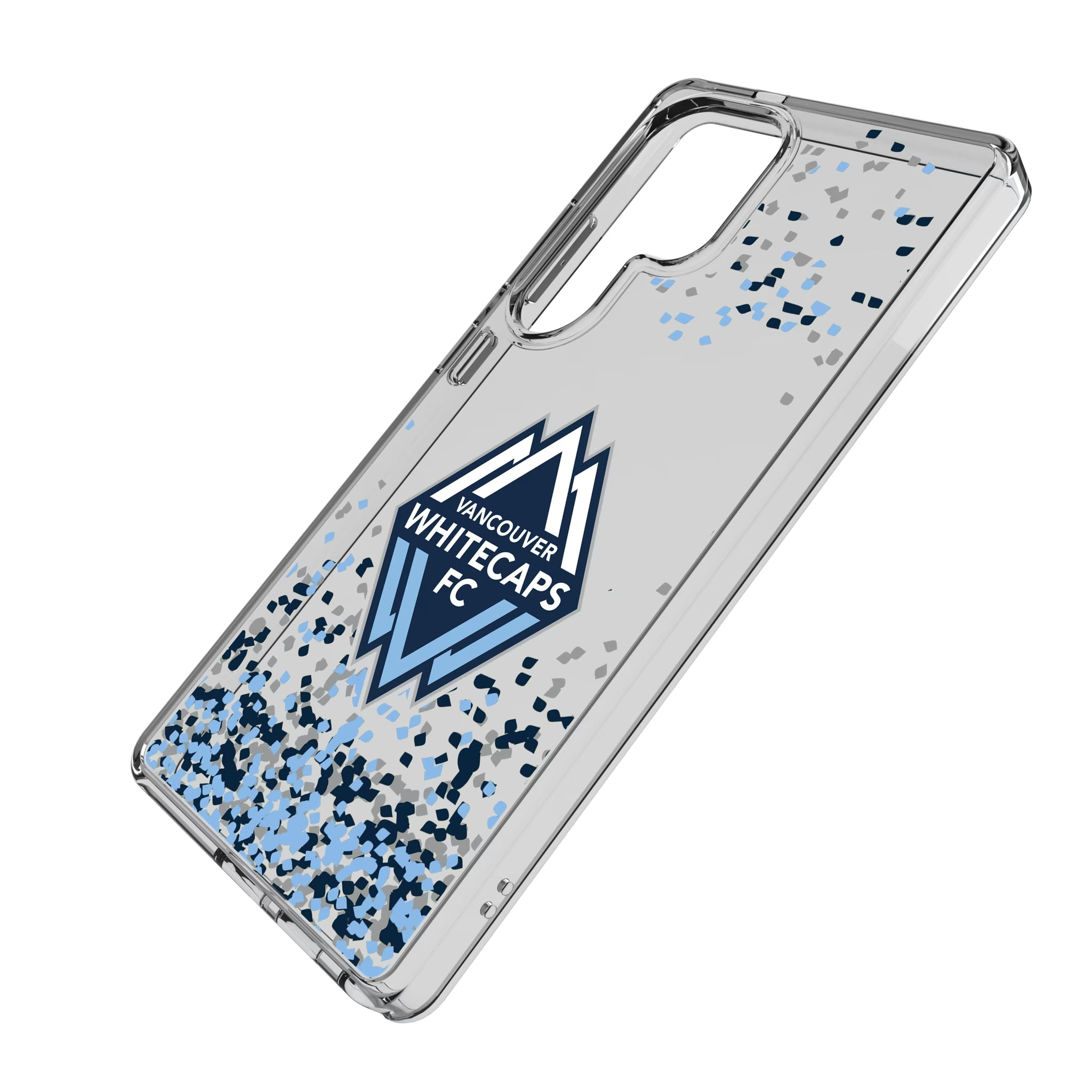 Vancouver Whitecaps Confetti Galaxy Clear Phone Case for Samsung Galaxy - Isometric View