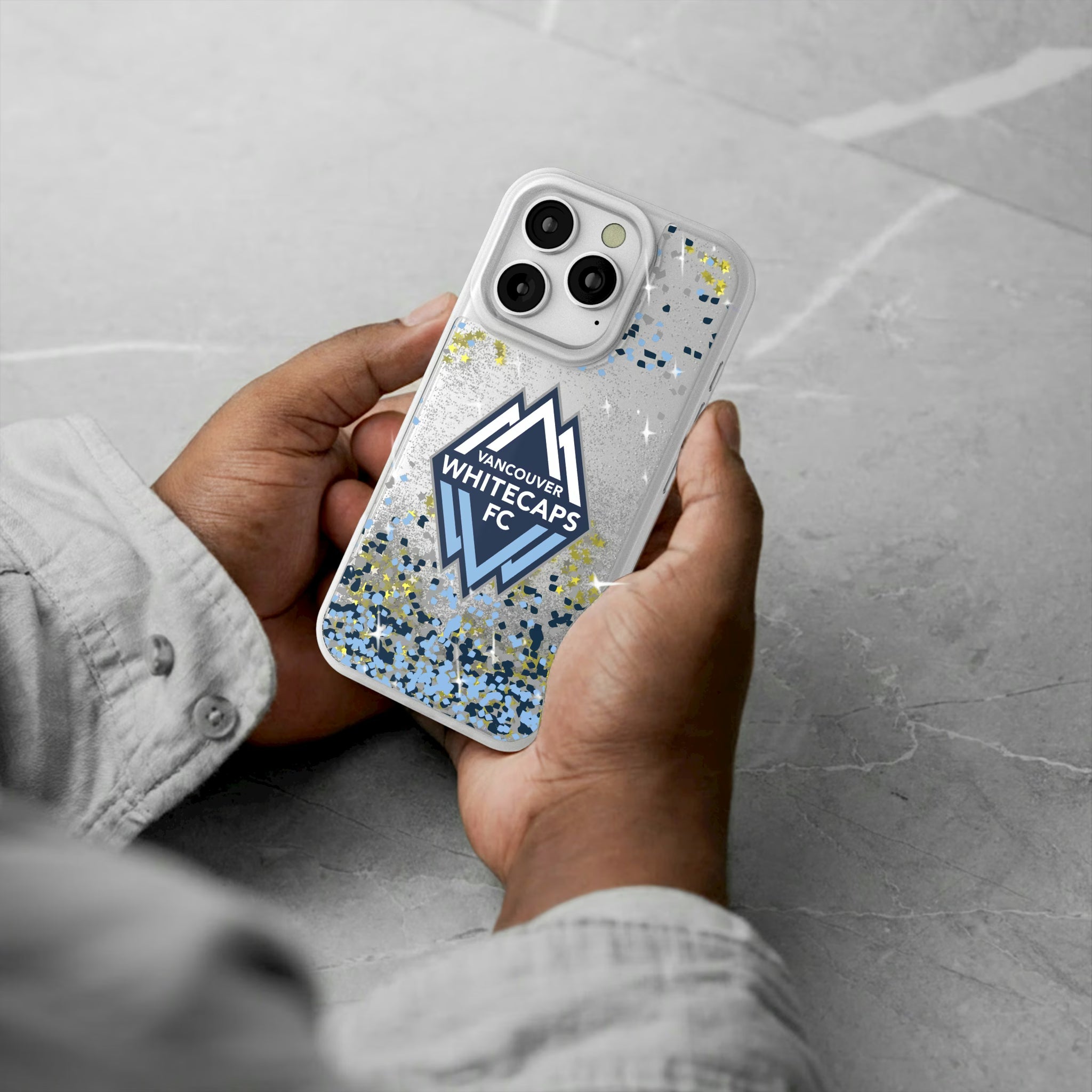 Vancouver Whitecaps Confetti iPhone Glitter Phone Case for Apple iPhone - Lifestyle#Device_iPhone 16 Pro
