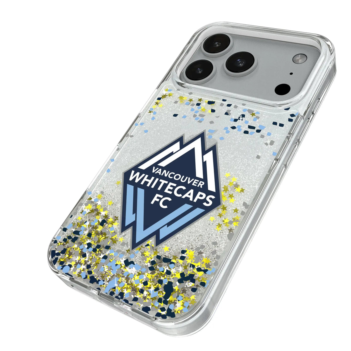 Vancouver Whitecaps Confetti iPhone Glitter Phone Case for Apple iPhone - Isometric View#Device_iPhone 18 Pro