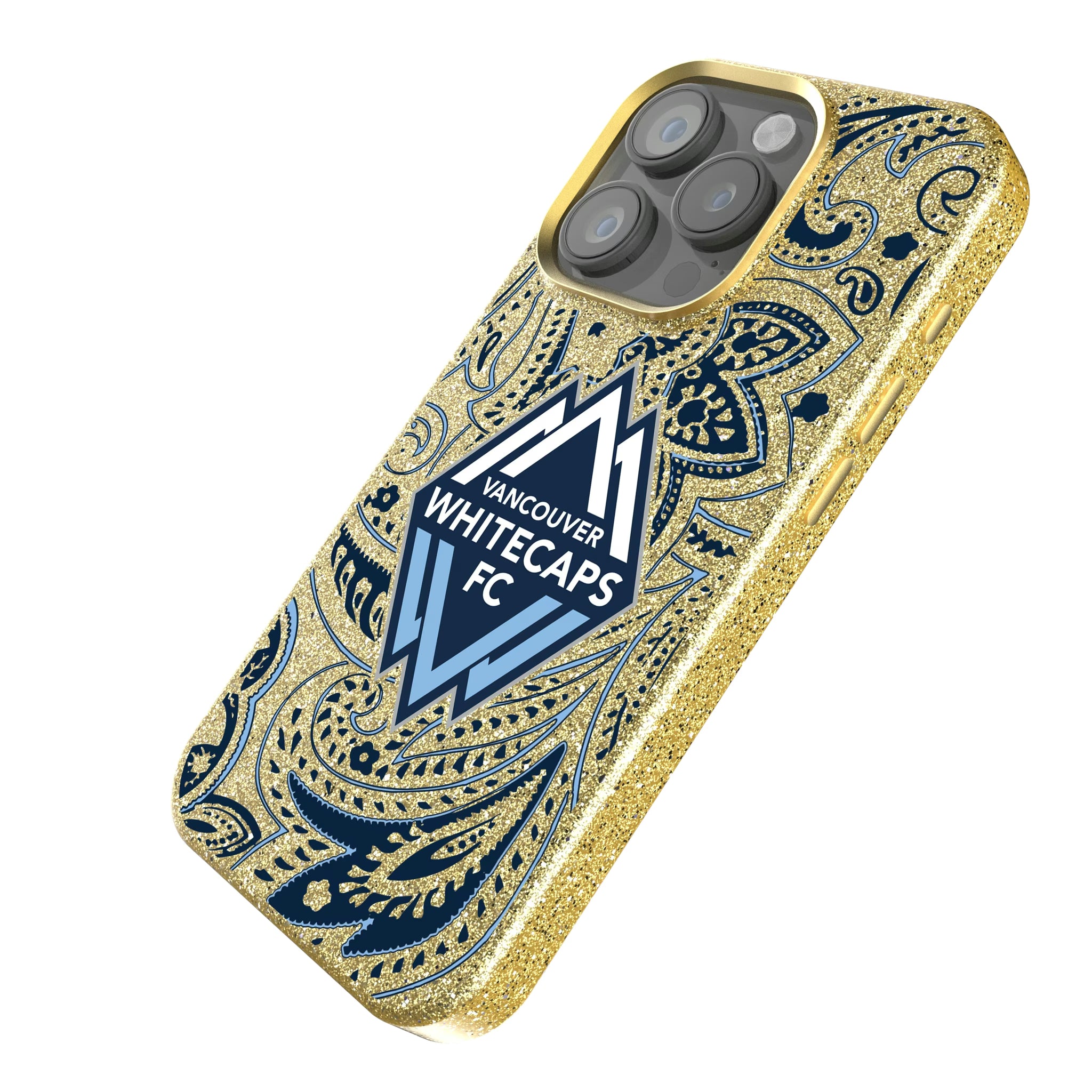 Vancouver Whitecaps Paisley iPhone Bling Phone Case for Apple iPhone - Isometric View