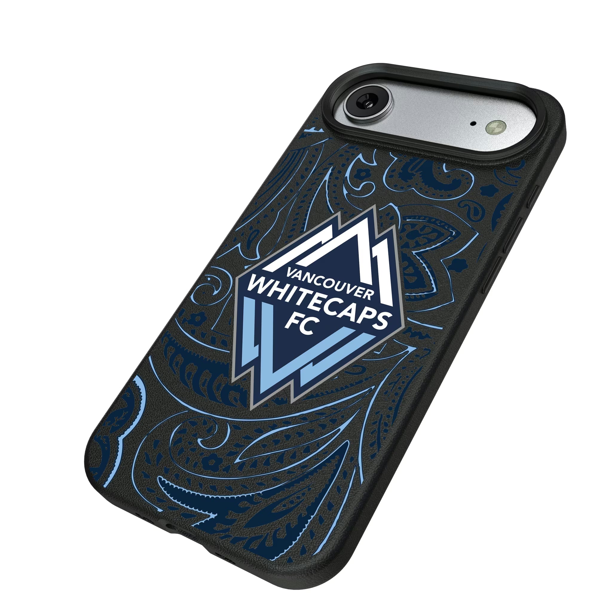 Vancouver Whitecaps Paisley iPhone MagSafe Compatible Phone Case for Apple iPhone - Isometric View#Device_iPhone Air