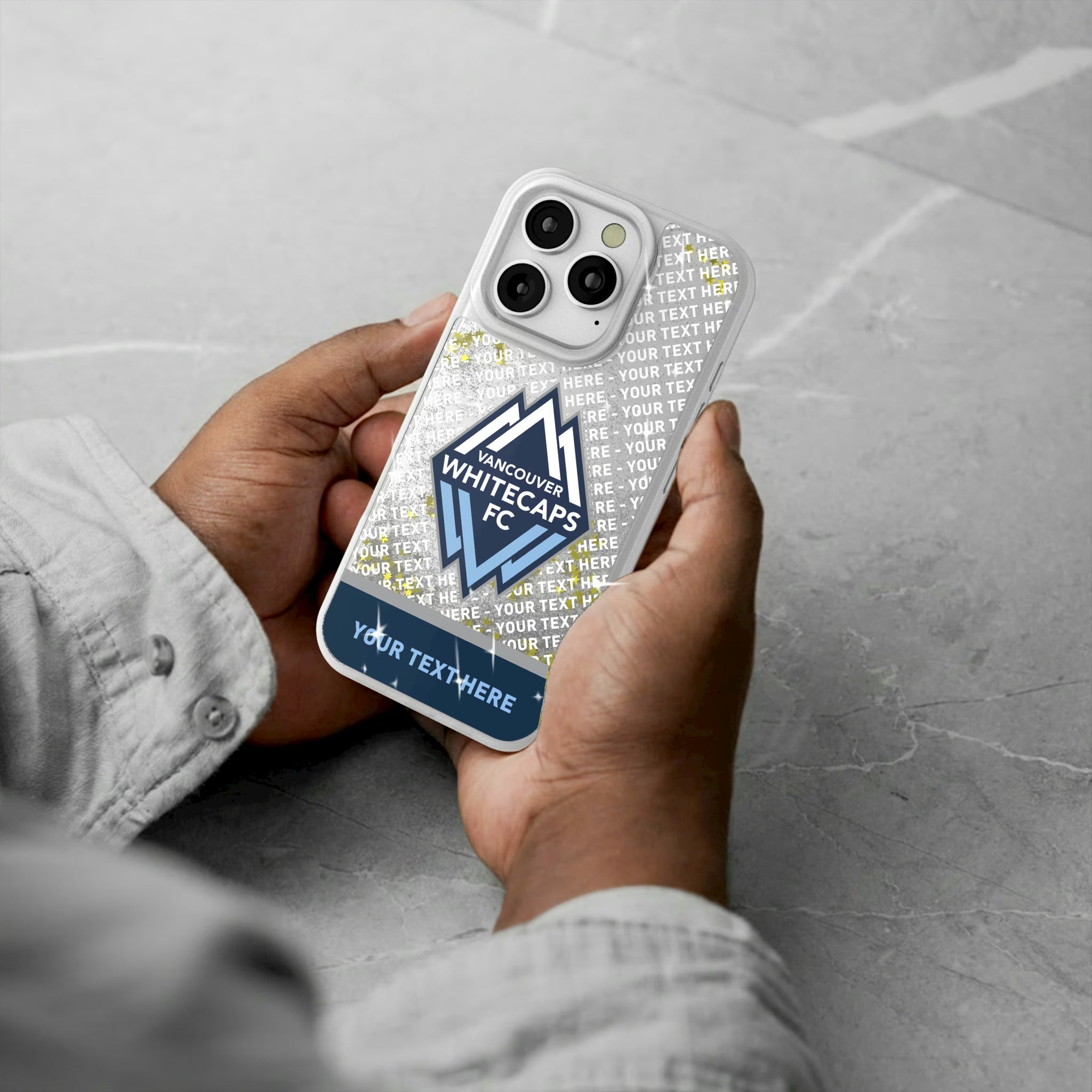 Vancouver Whitecaps Personalized EndZone Plus iPhone Glitter Phone Case for Apple iPhone - Lifestyle#Device_iPhone 16 Pro