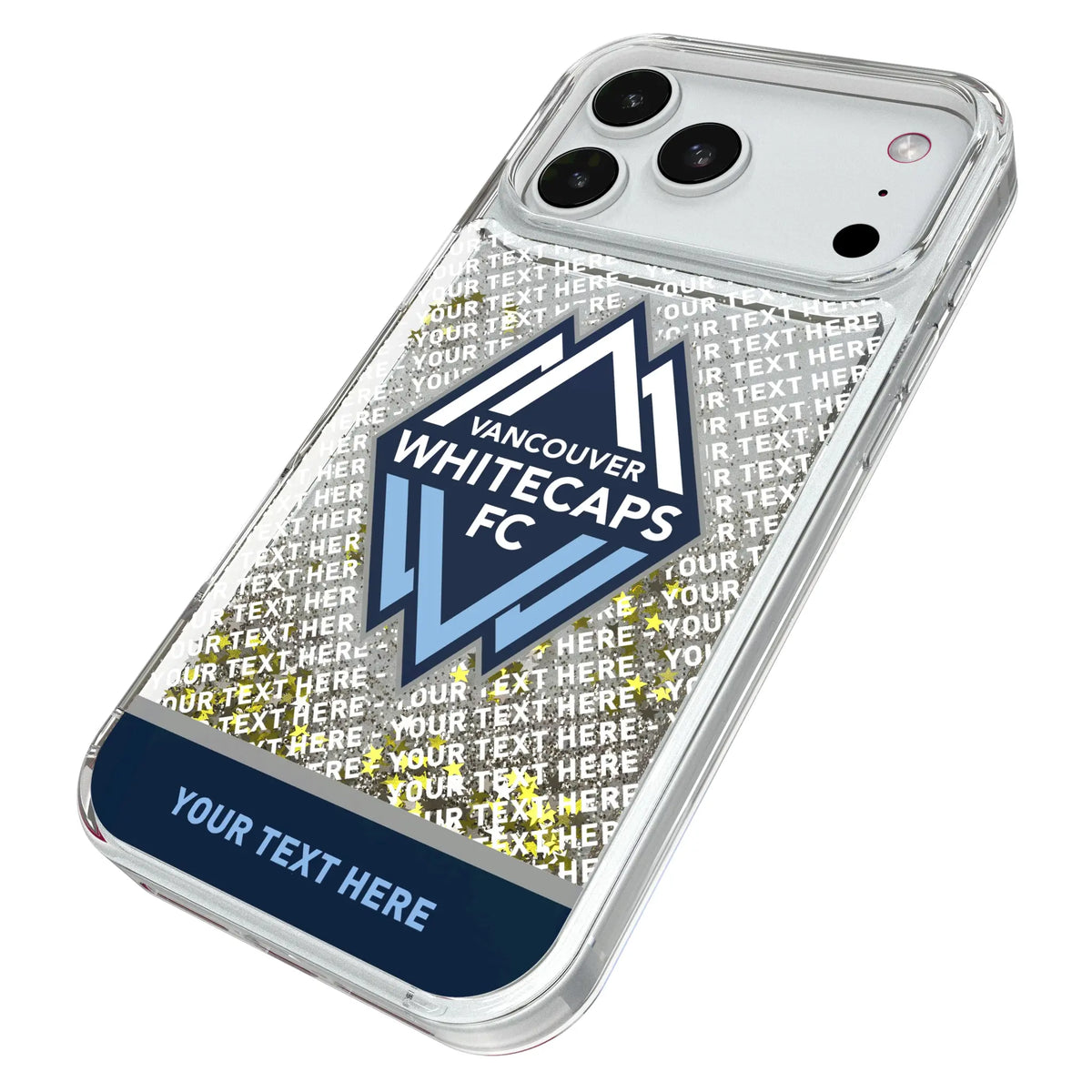 Vancouver Whitecaps Personalized EndZone Plus iPhone Glitter Phone Case for Apple iPhone - Isometric View#Device_iPhone 18 Pro Max