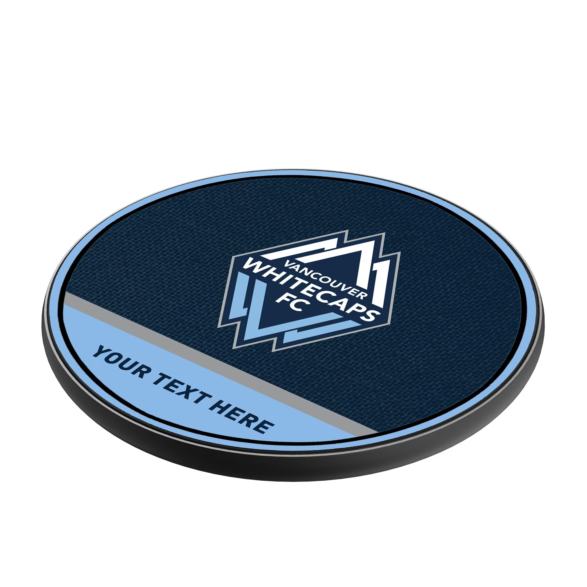 Vancouver Whitecaps Personalized Endzone Solid 15-Watt Wireless Charger - Isometric View
