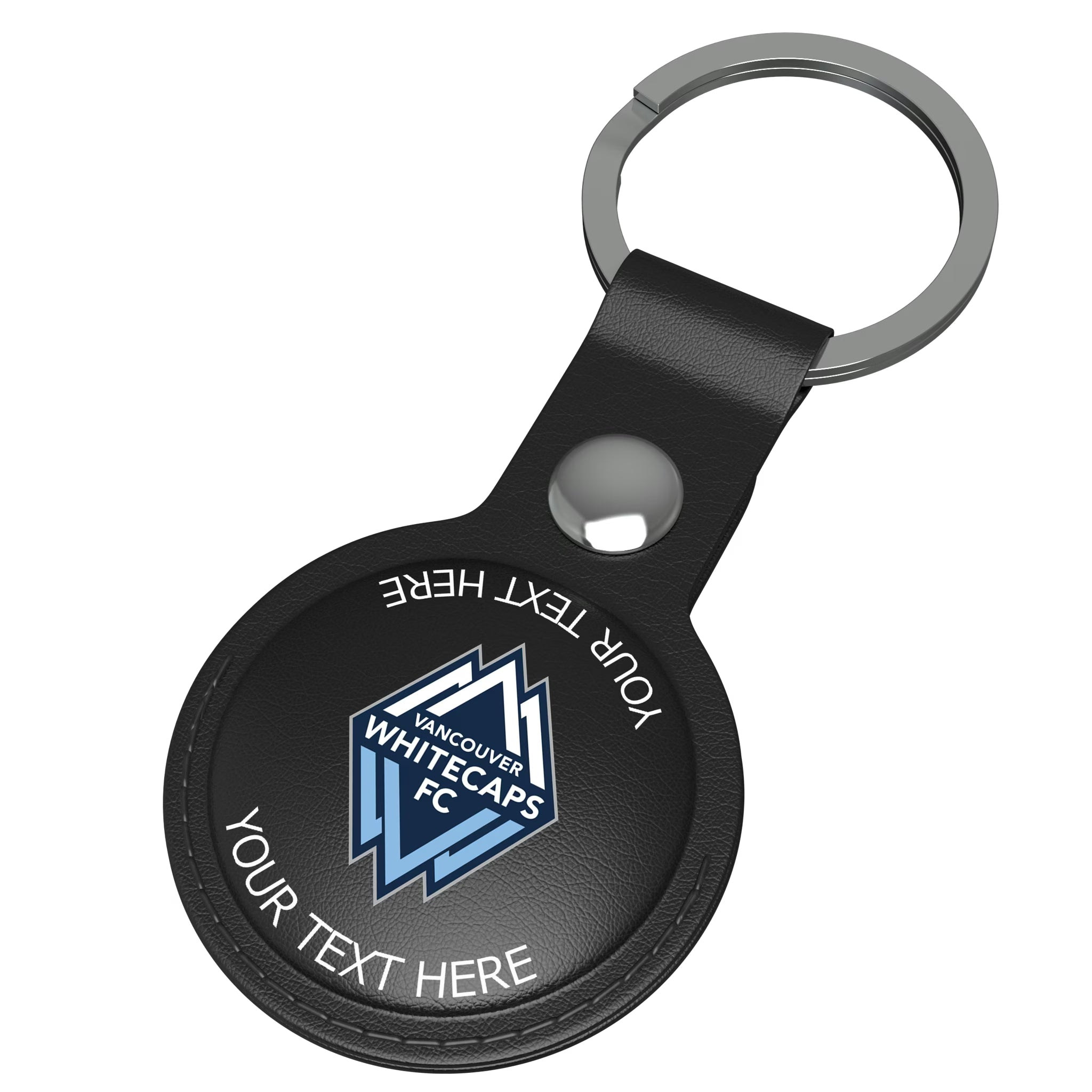 Vancouver Whitecaps Personalized Insignia AirTag Black Airtag Holder - Isometric View