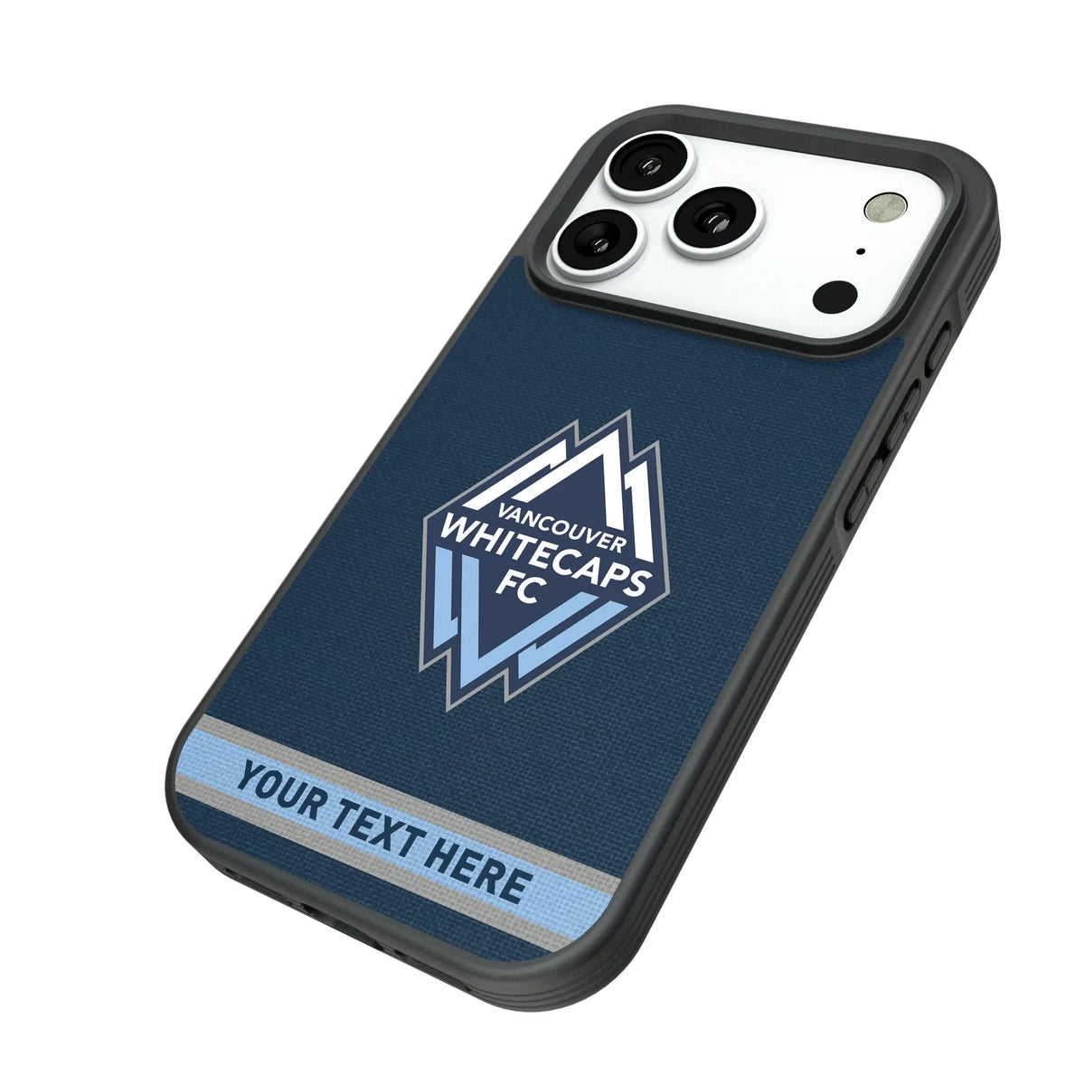 Vancouver Whitecaps Personalized Stripe iPhone Bump Phone Case for Apple iPhone - Isometric View#Device_iPhone 18 Pro