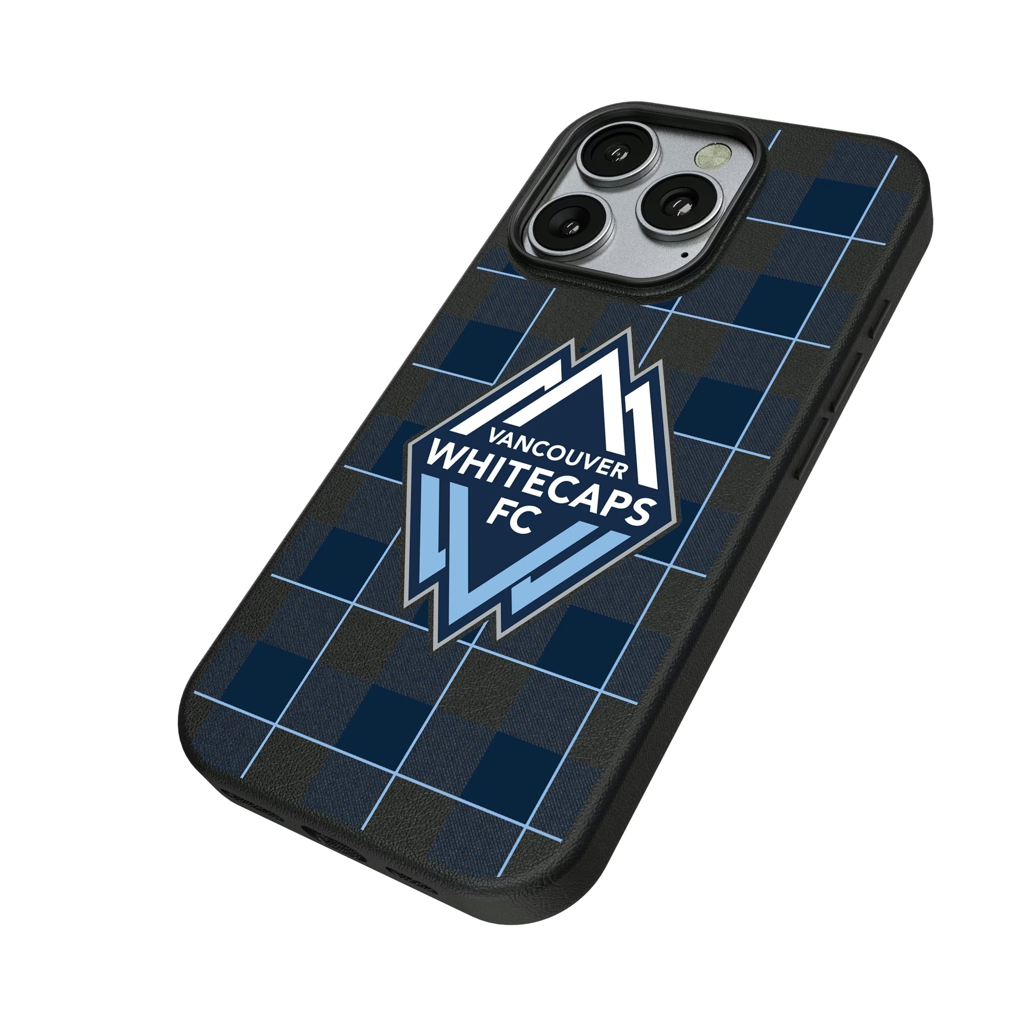 Vancouver Whitecaps Plaid iPhone MagSafe Compatible Phone Case for Apple iPhone - Isometric View
