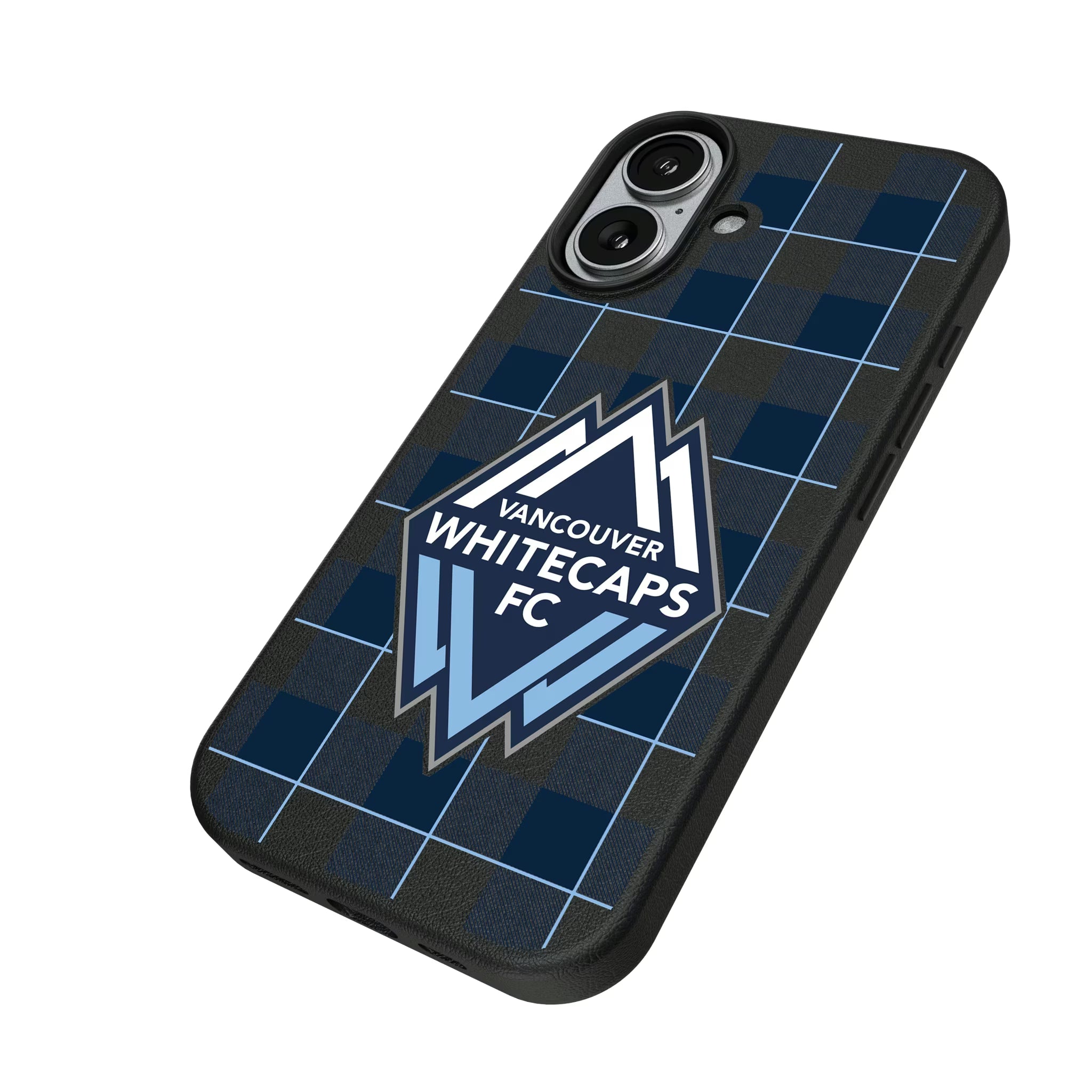 Vancouver Whitecaps Plaid iPhone MagSafe Compatible Phone Case for Apple iPhone - Isometric View#Device_iPhone 17