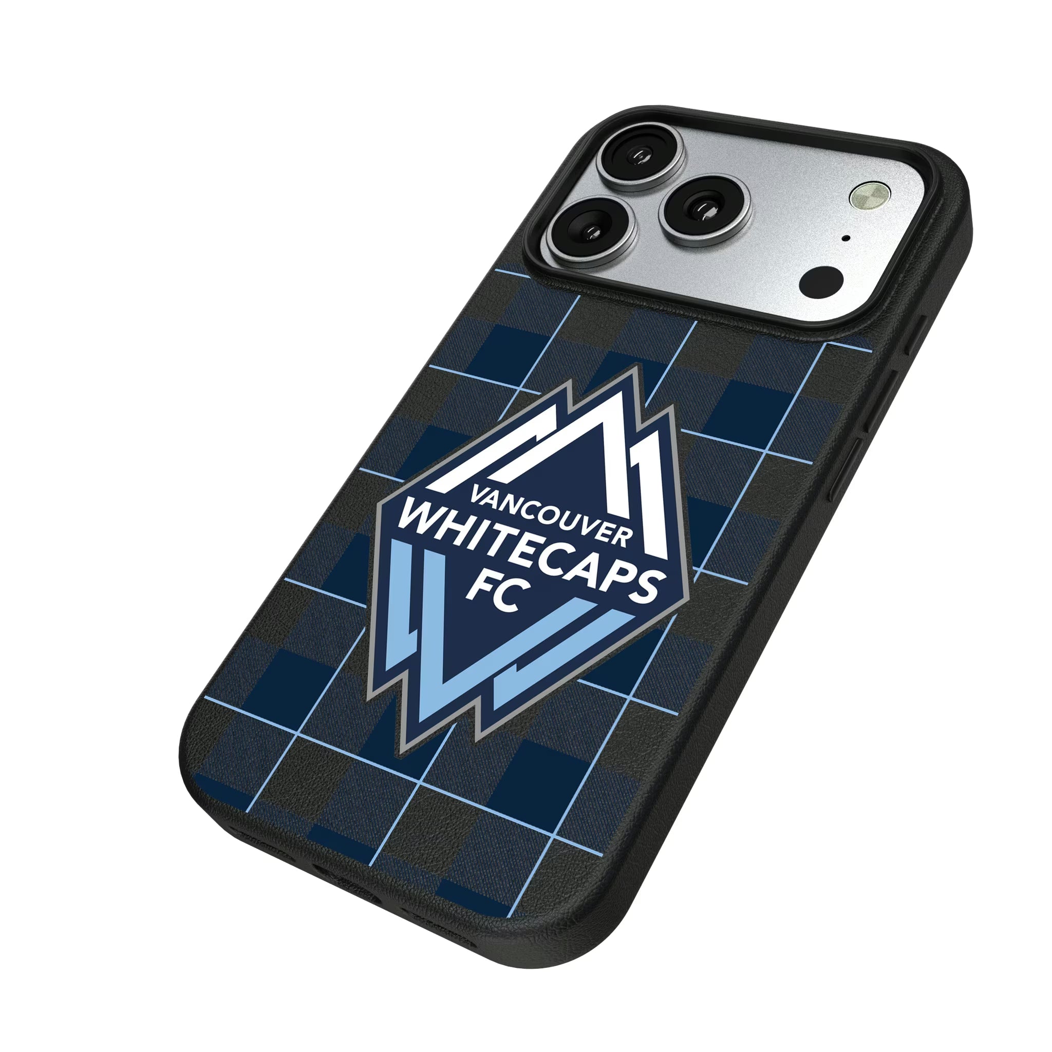 Vancouver Whitecaps Plaid iPhone MagSafe Compatible Phone Case for Apple iPhone - Isometric View#Device_iPhone 17 Pro
