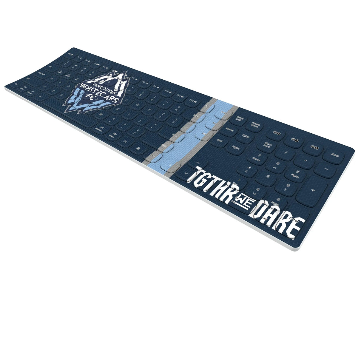 Vancouver Whitecaps Stripe KKB605 Curved Wireless Keyboard - Isometric View