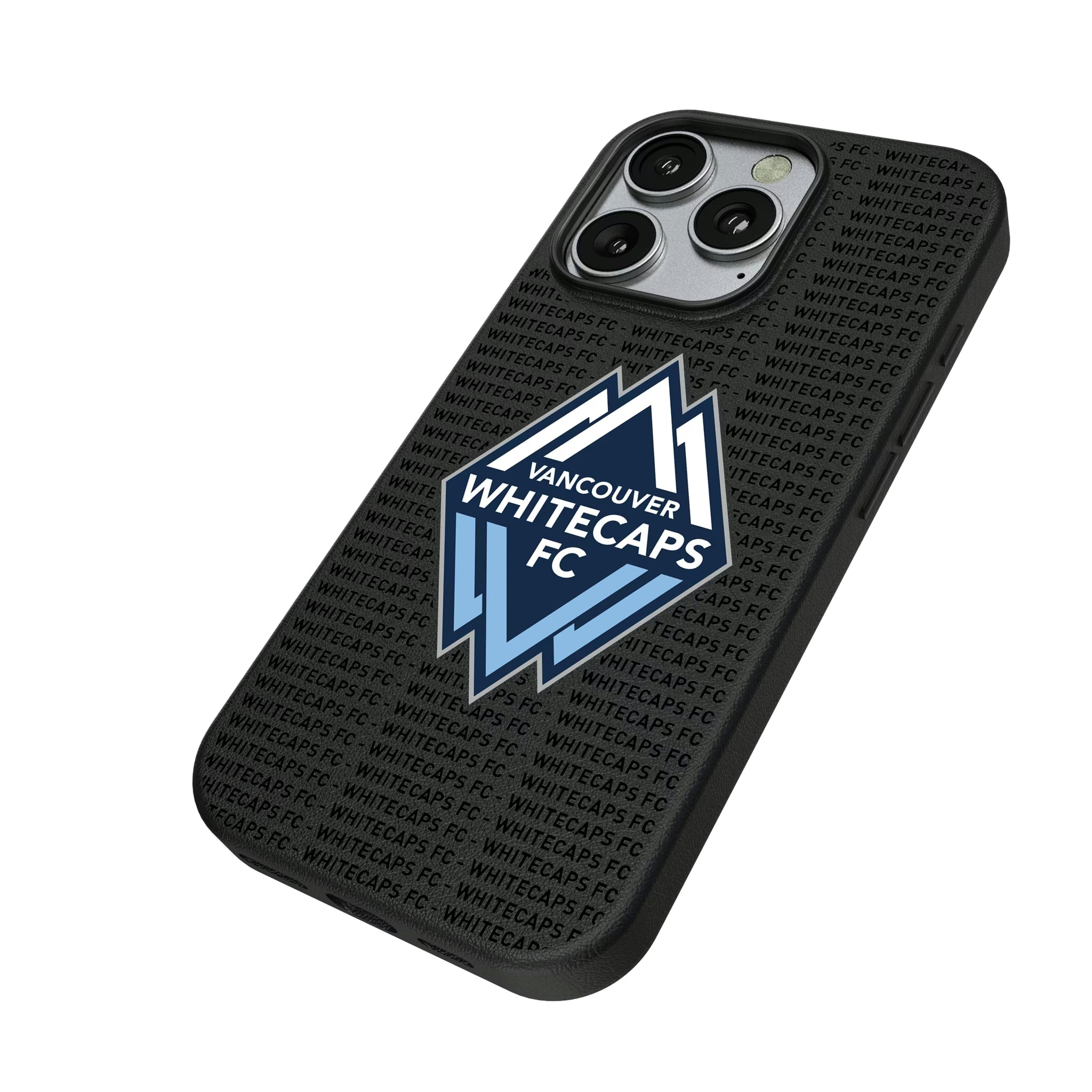 Vancouver Whitecaps Text Backdrop iPhone MagSafe Compatible Phone Case for Apple iPhone - Isometric View
