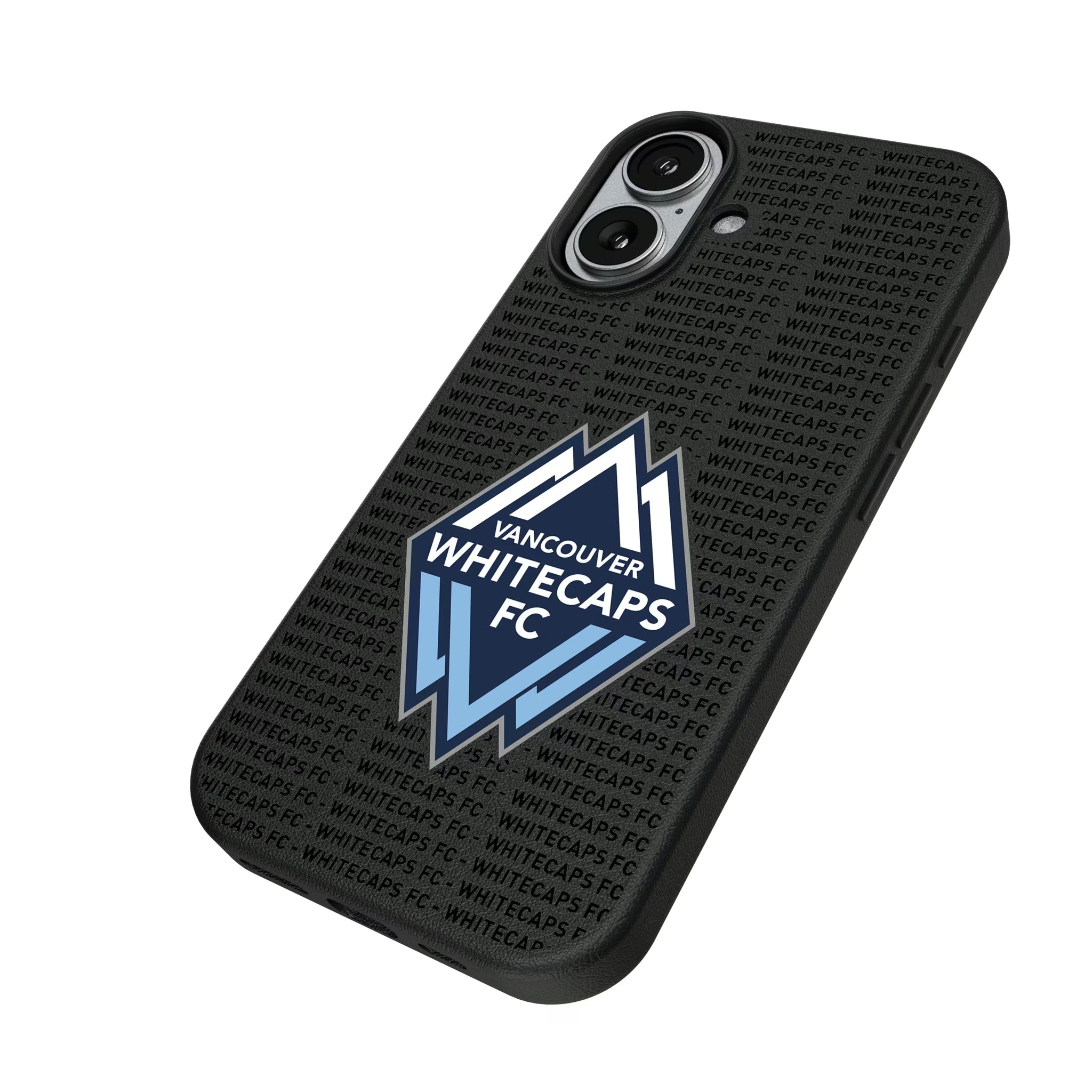 Vancouver Whitecaps Text Backdrop iPhone MagSafe Compatible Phone Case for Apple iPhone - Isometric View#Device_iPhone 17