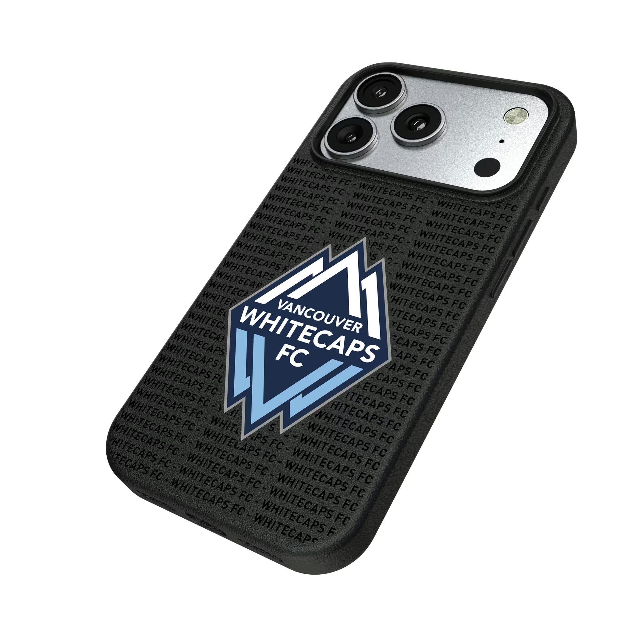Vancouver Whitecaps Text Backdrop iPhone MagSafe Compatible Phone Case for Apple iPhone - Isometric View#Device_iPhone 17 Pro