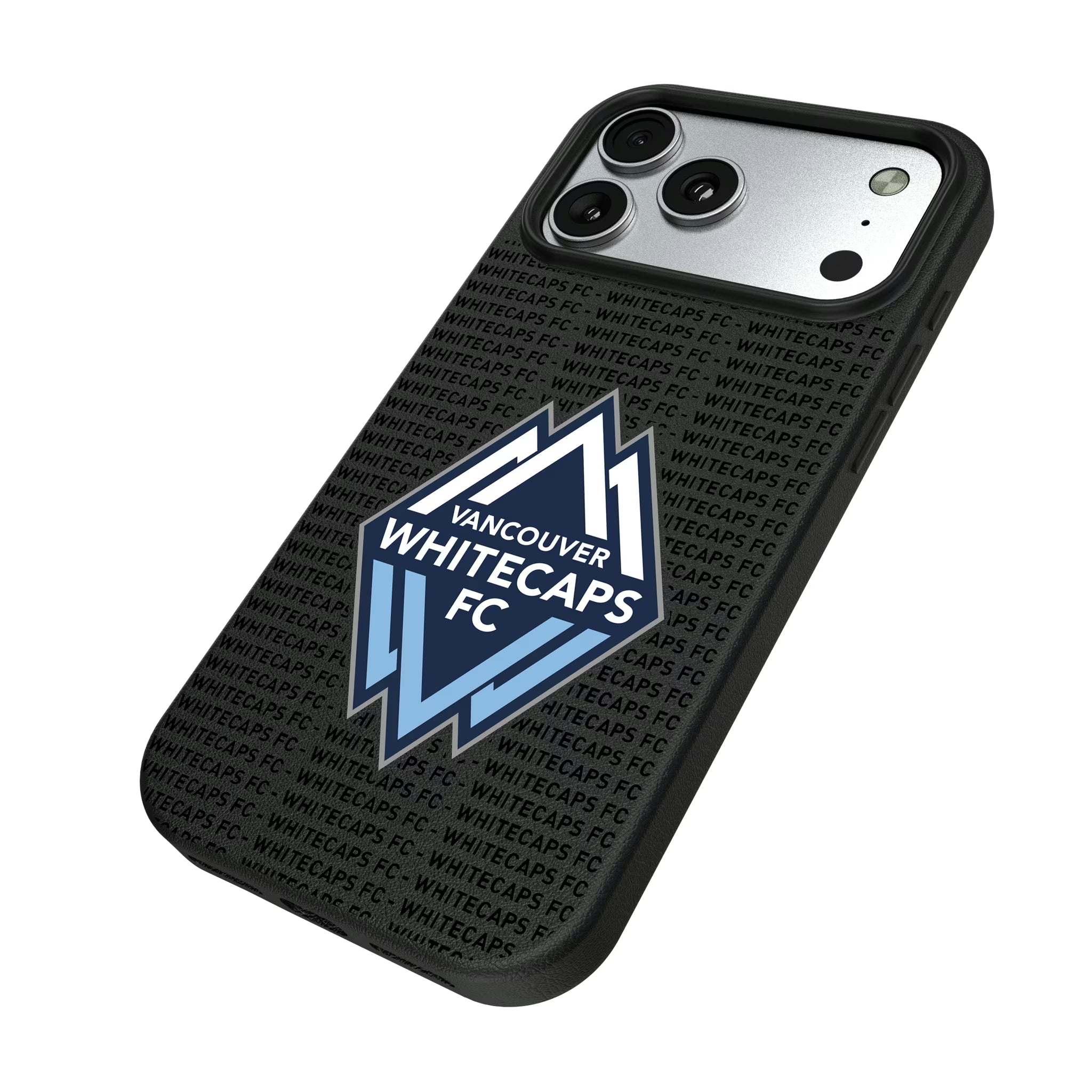 Vancouver Whitecaps Text Backdrop iPhone MagSafe Compatible Phone Case for Apple iPhone - Isometric View#Device_iPhone 17 Pro Max