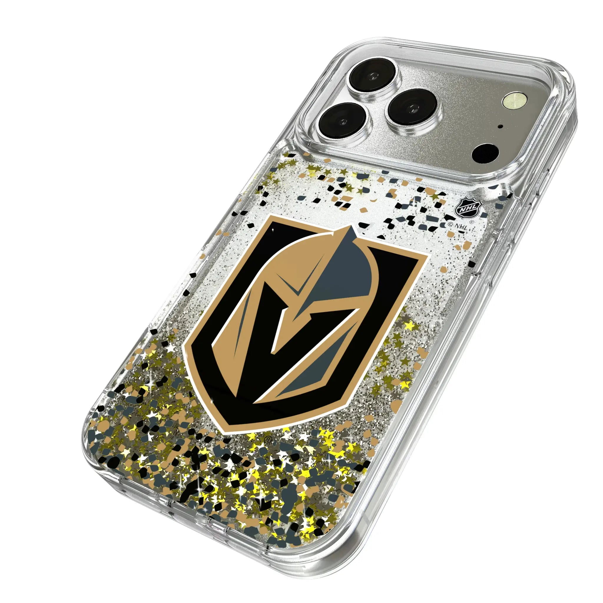 Vegas Golden Knights Confetti iPhone Glitter Phone Case for Apple iPhone - Isometric View