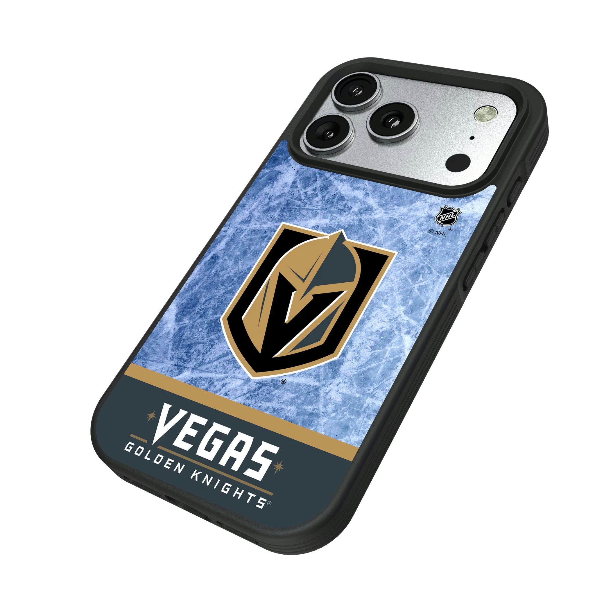 Vegas Golden Knights Ice Wordmark iPhone Bump Phone Case for Apple iPhone - Isometric View#Device_iPhone 17 Pro