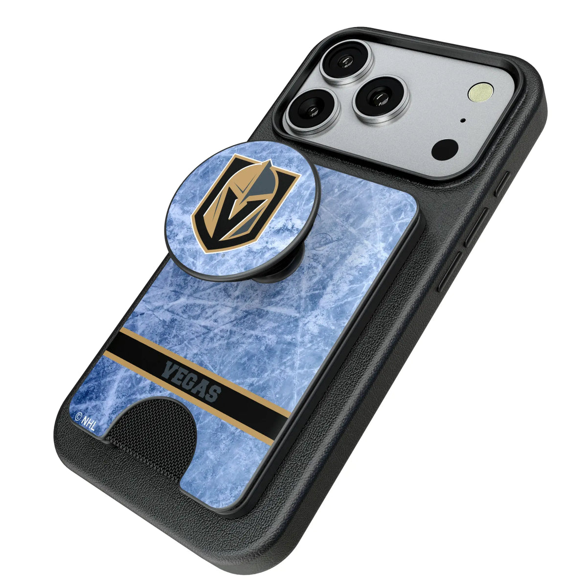 Vegas Golden Knights Ice Wordmark Popsockets Wallet Magnetic - Isometric View