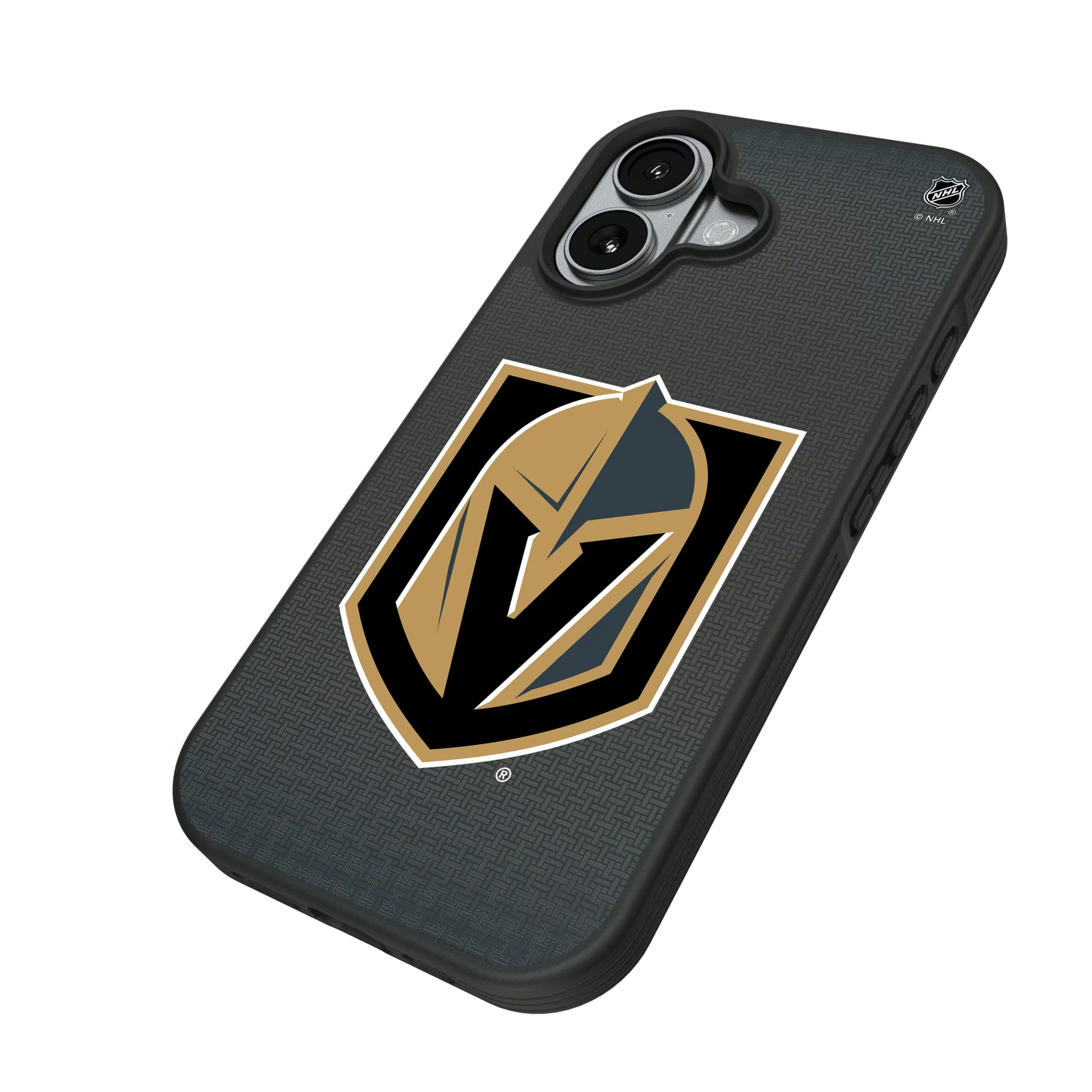 Vegas Golden Knights Linen iPhone Bump Phone Case for Apple iPhone - Isometric View#Device_iPhone 17