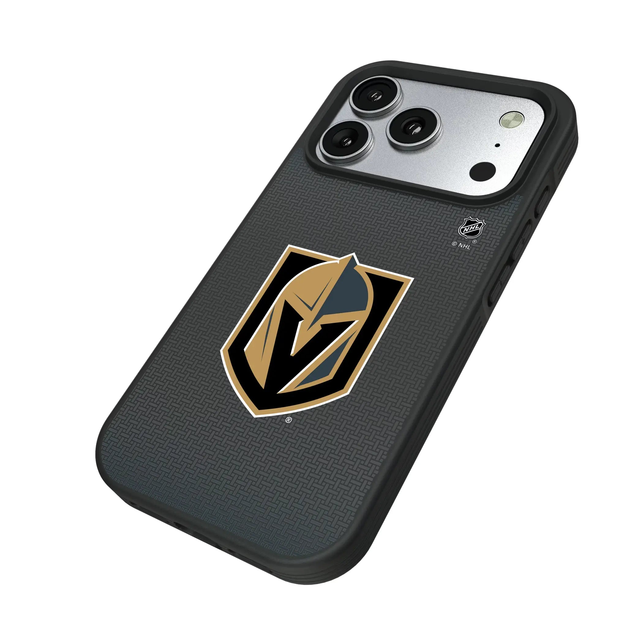 Vegas Golden Knights Linen iPhone Bump Phone Case for Apple iPhone - Isometric View#Device_iPhone 17 Pro