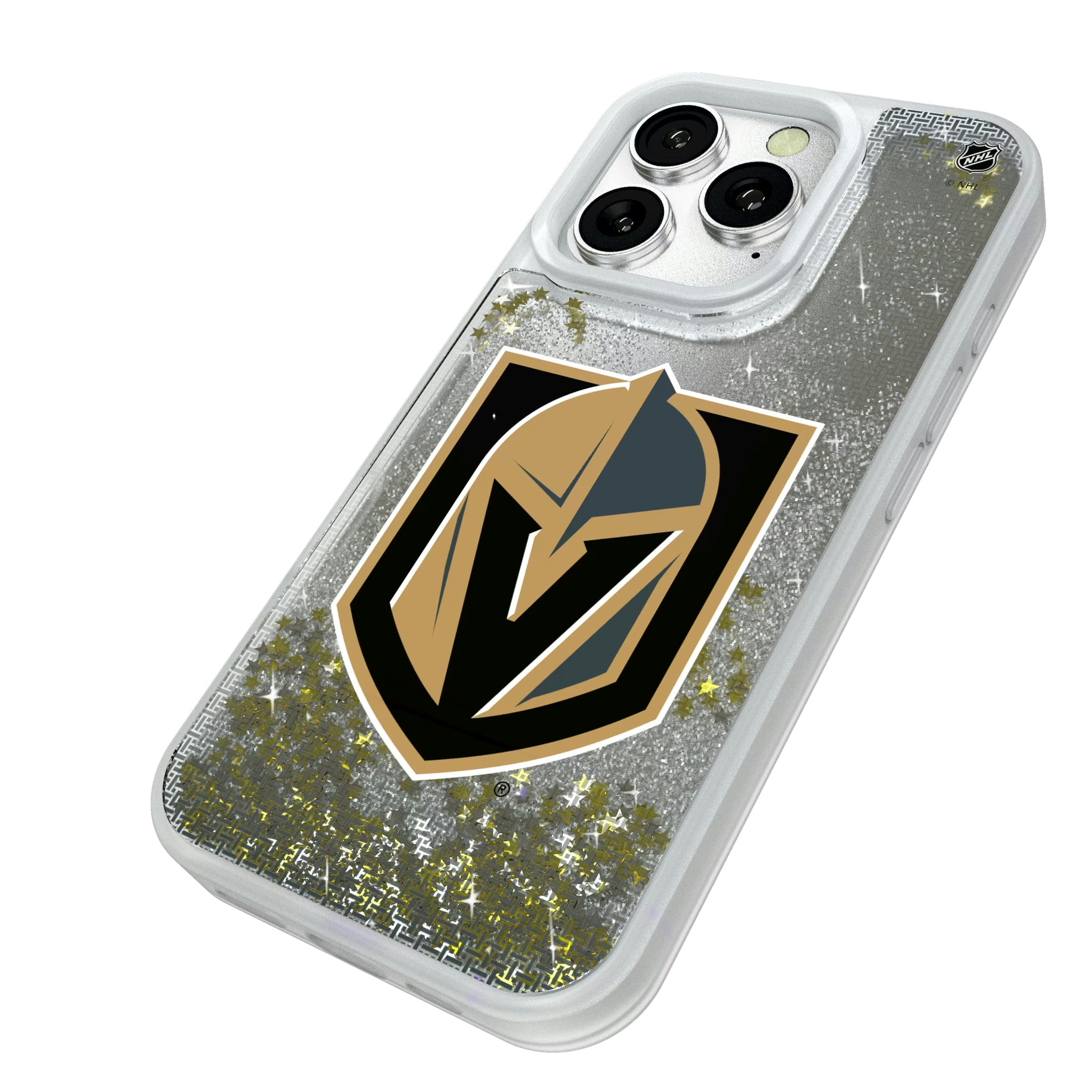 Vegas Golden Knights Linen iPhone Glitter Phone Case for Apple iPhone - Isometric View#Device_iPhone 16 Pro