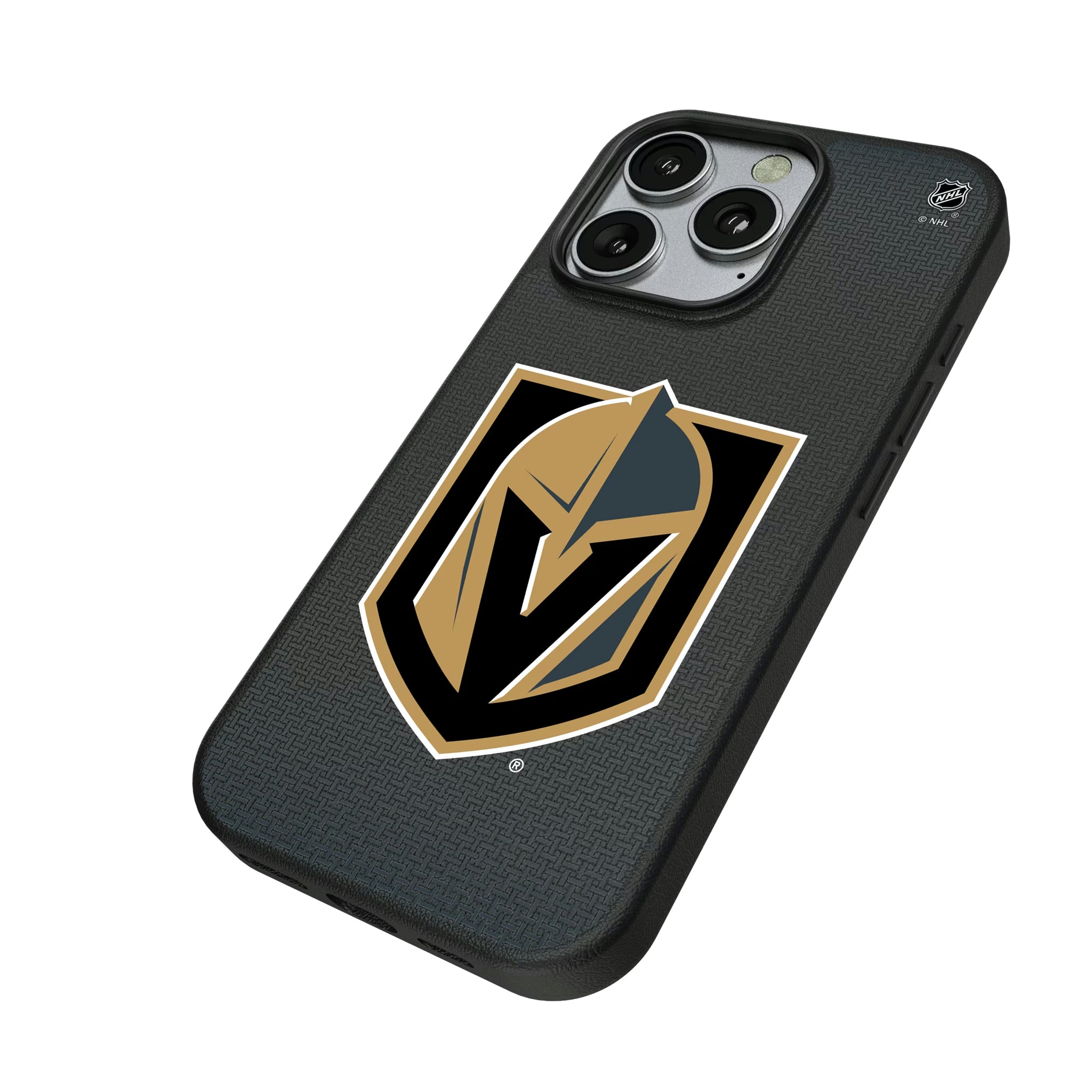 Vegas Golden Knights Linen iPhone MagSafe Compatible Phone Case for Apple iPhone - Isometric View