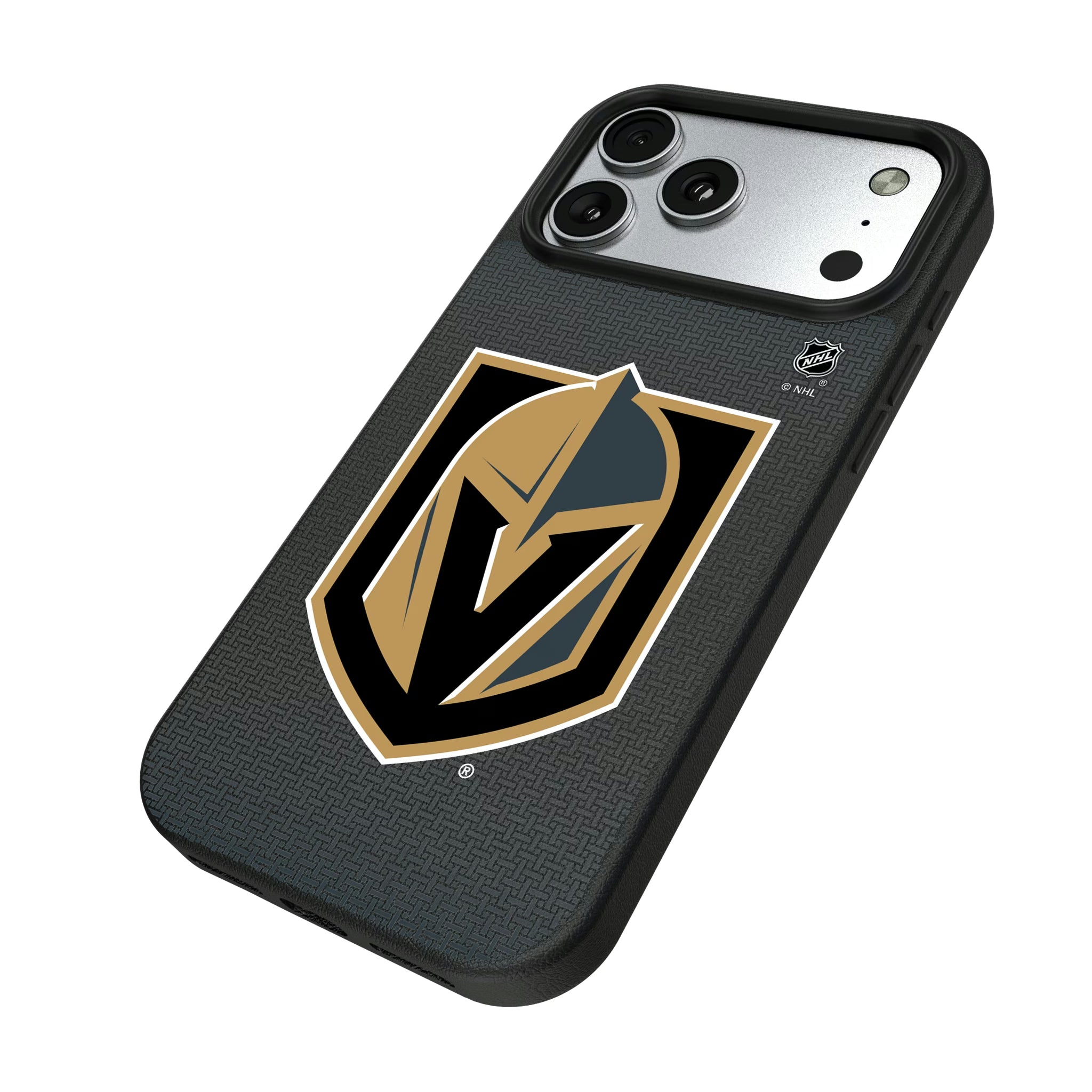 Vegas Golden Knights Linen iPhone MagSafe Compatible Phone Case for Apple iPhone - Isometric View#Device_iPhone 17 Pro Max
