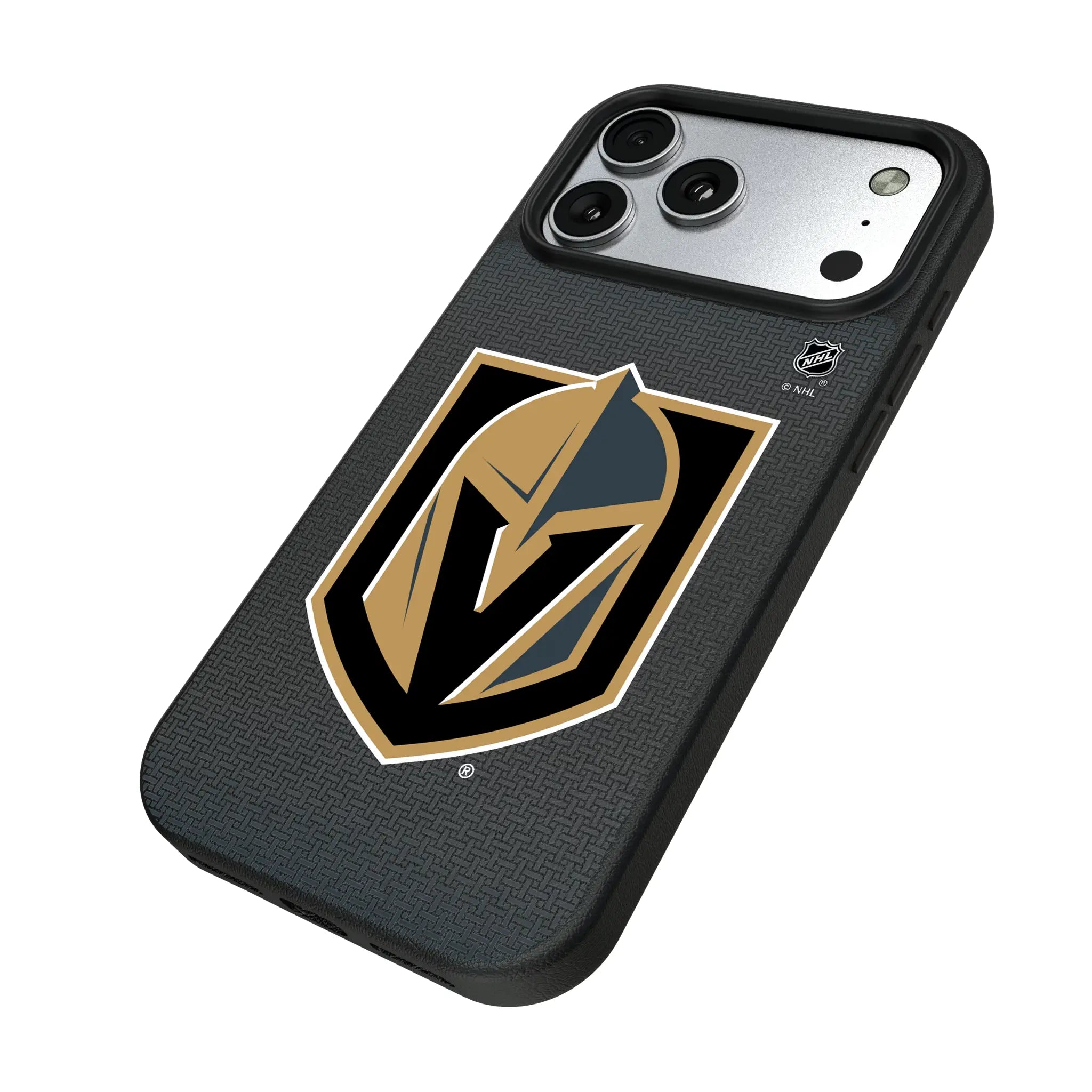 Vegas Golden Knights Linen iPhone MagSafe Compatible Phone Case for Apple iPhone - Isometric View#Device_iPhone 17 Pro Max