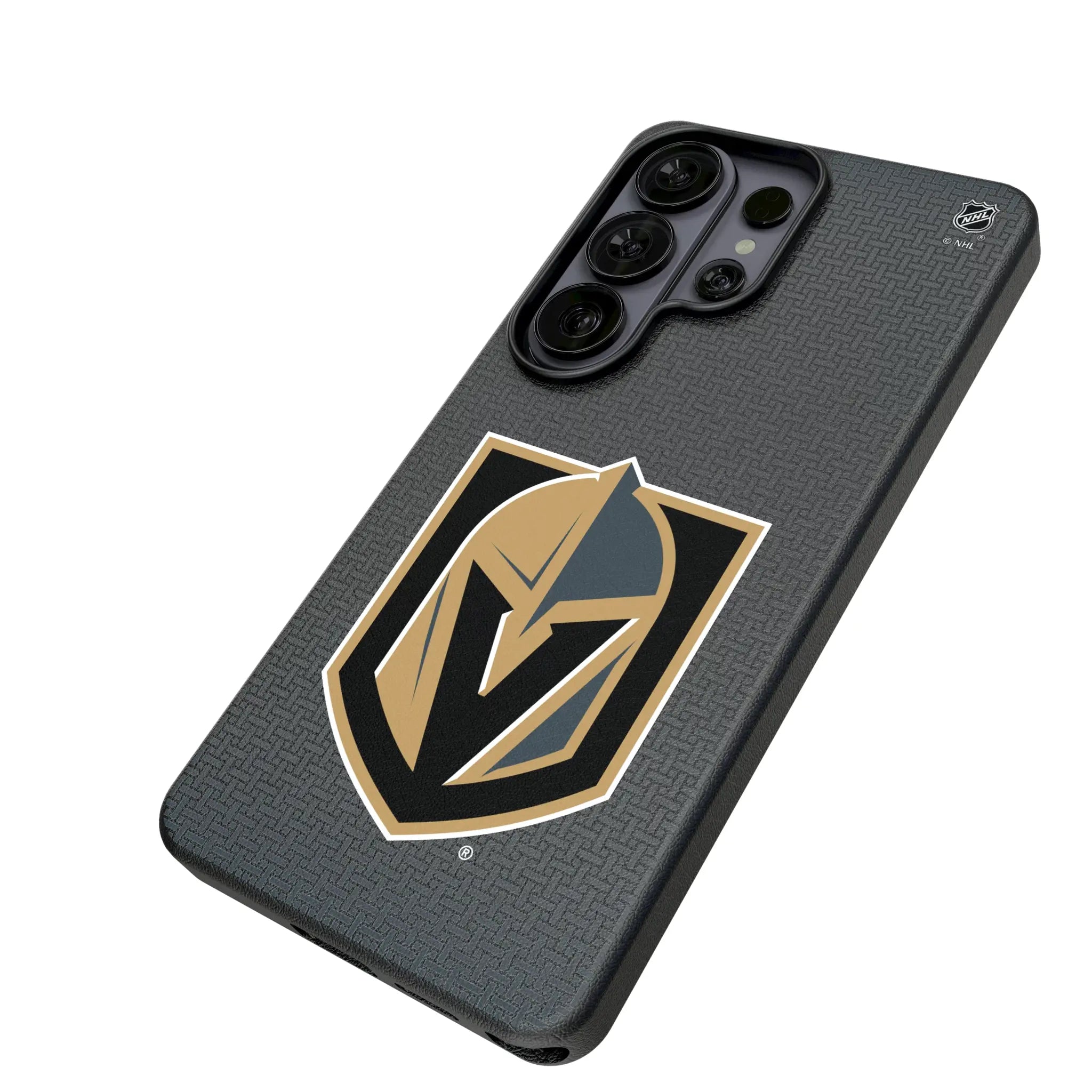 Vegas Golden Knights Linen Galaxy MagSafe Compatible Phone Case for Samsung Galaxy - Isometric View#Device_Galaxy S26 Ultra