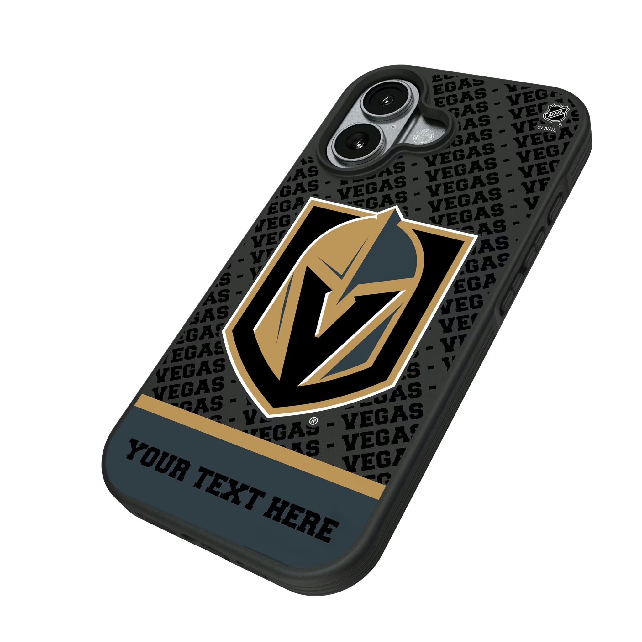 Vegas Golden Knights Personalized EndZone Plus iPhone Bump Phone Case for Apple iPhone - Isometric View#Device_iPhone 17